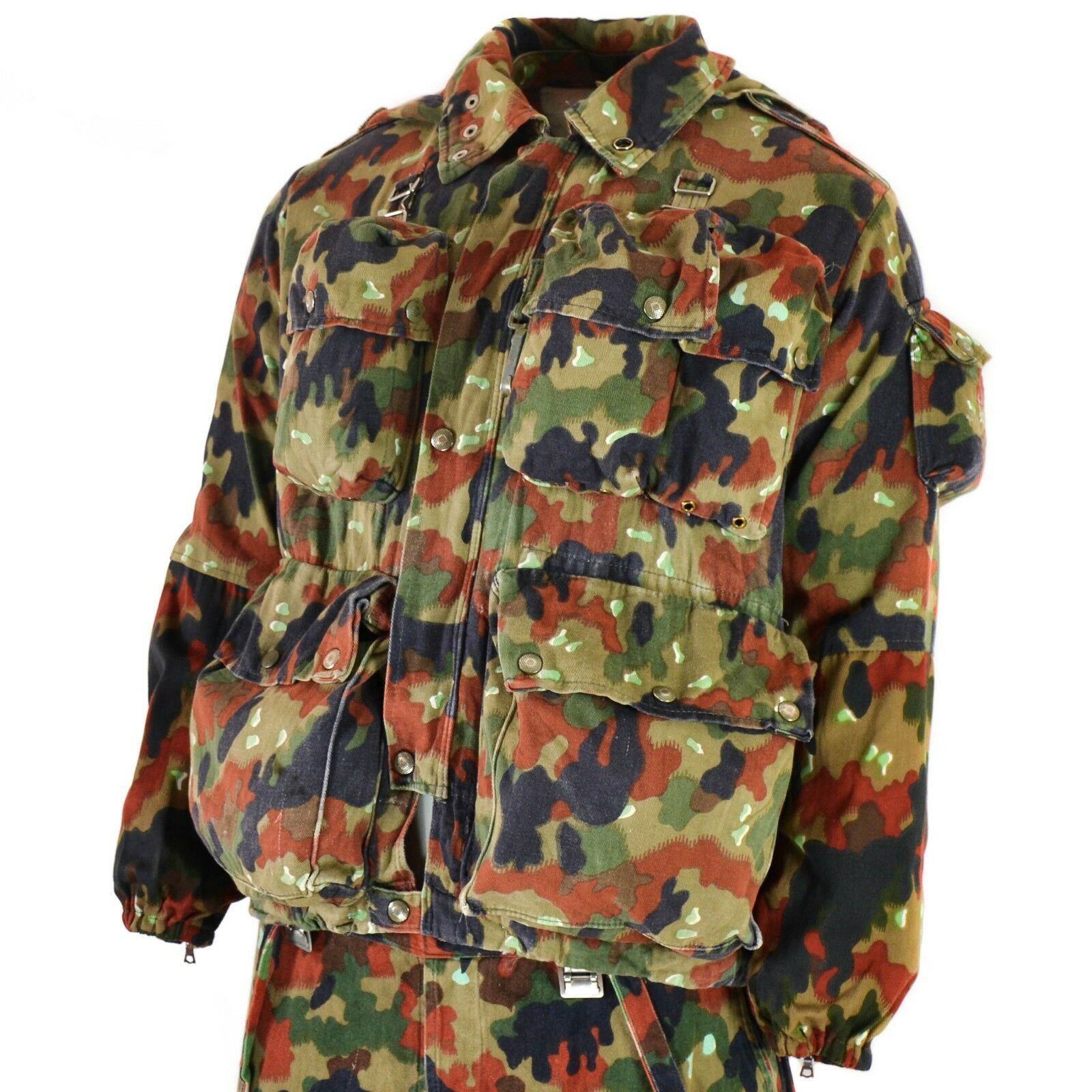 Original Schweizer Armee Jacke M70 Alpenflage Tarnung Feldparka Mit Kapuze Thumbnail 1