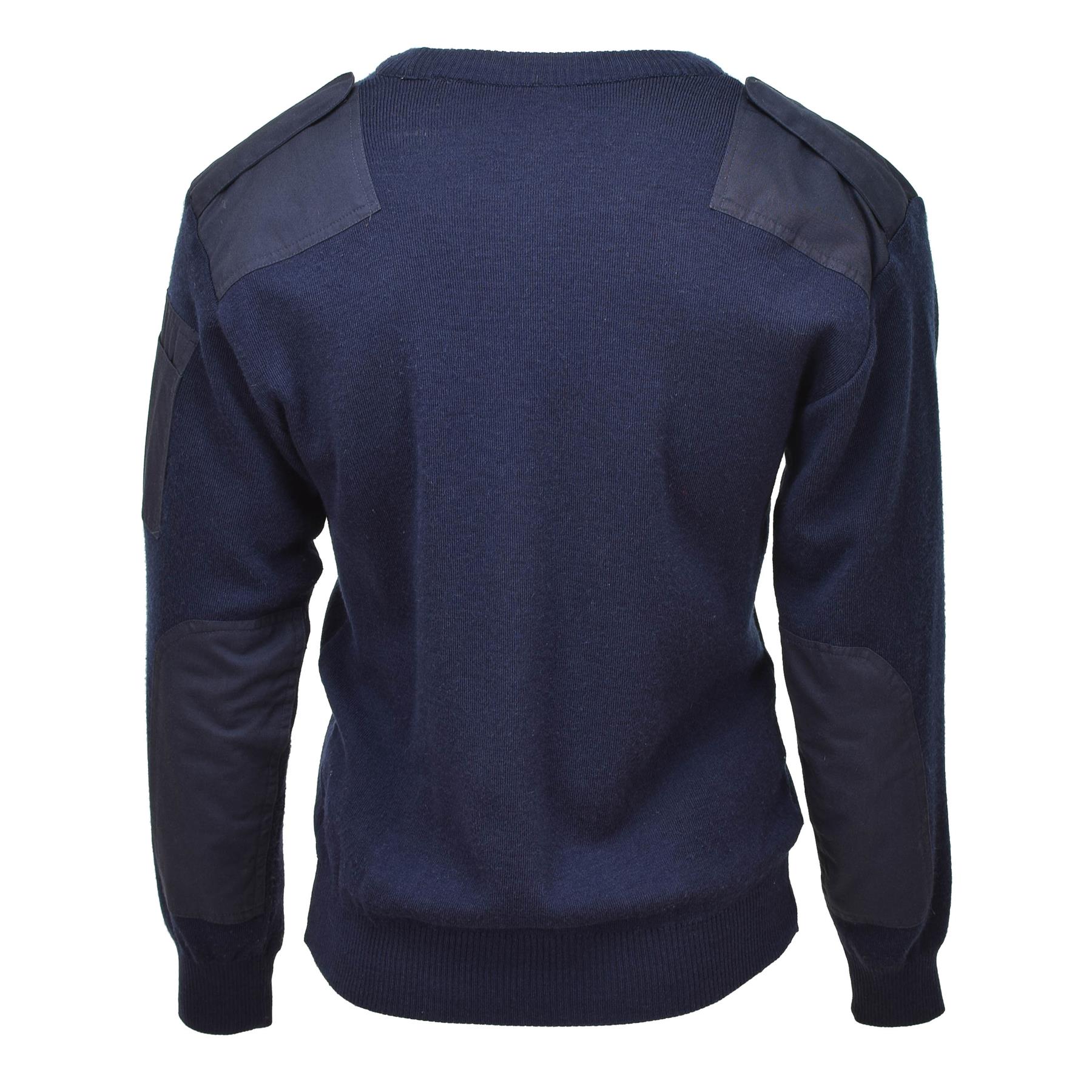 Genuine Dutch army Pullover V-neck blue rib knit military surplus