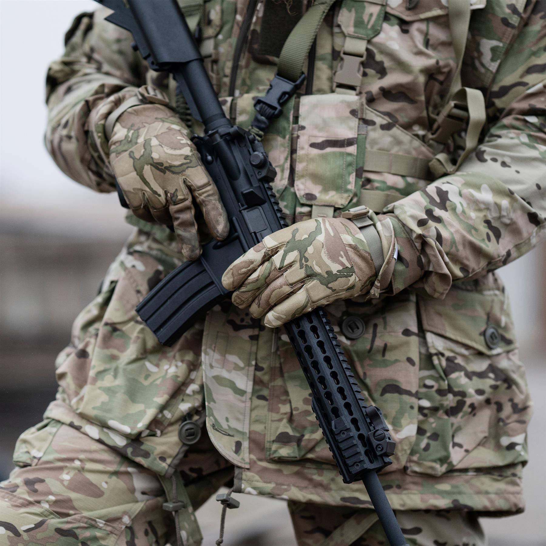 Original Britische Armee Taktische Lederhandschuhe Leicht MTP Tarnung Thumbnail 3