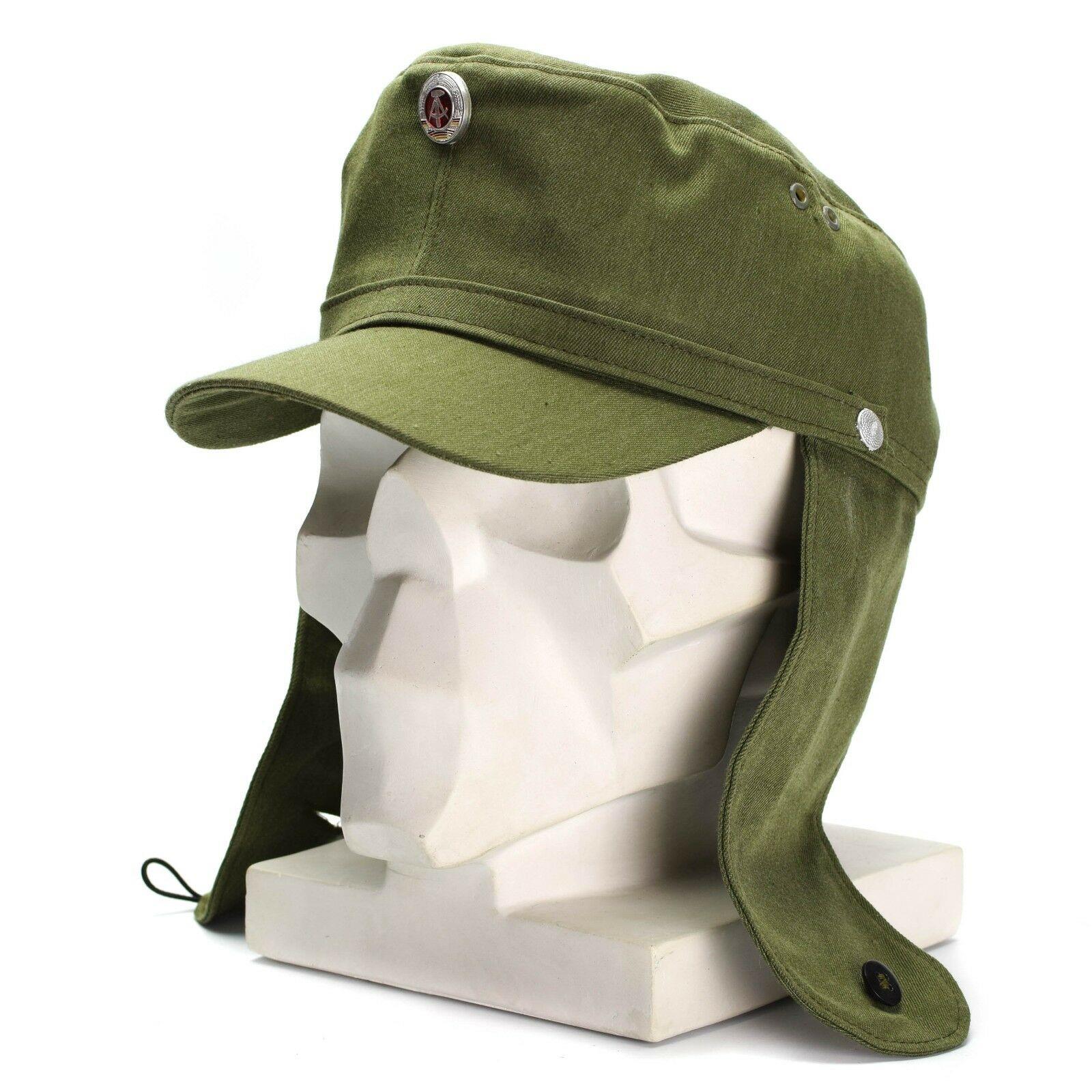 Original East German NVA army earflaps cap M-43 style hat w metal