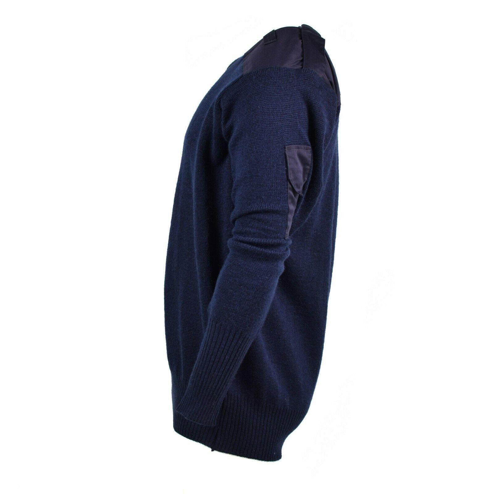 Original Britischer Militär Utility Pullover V Ausschnitt Wollmix Blau Thumbnail 1