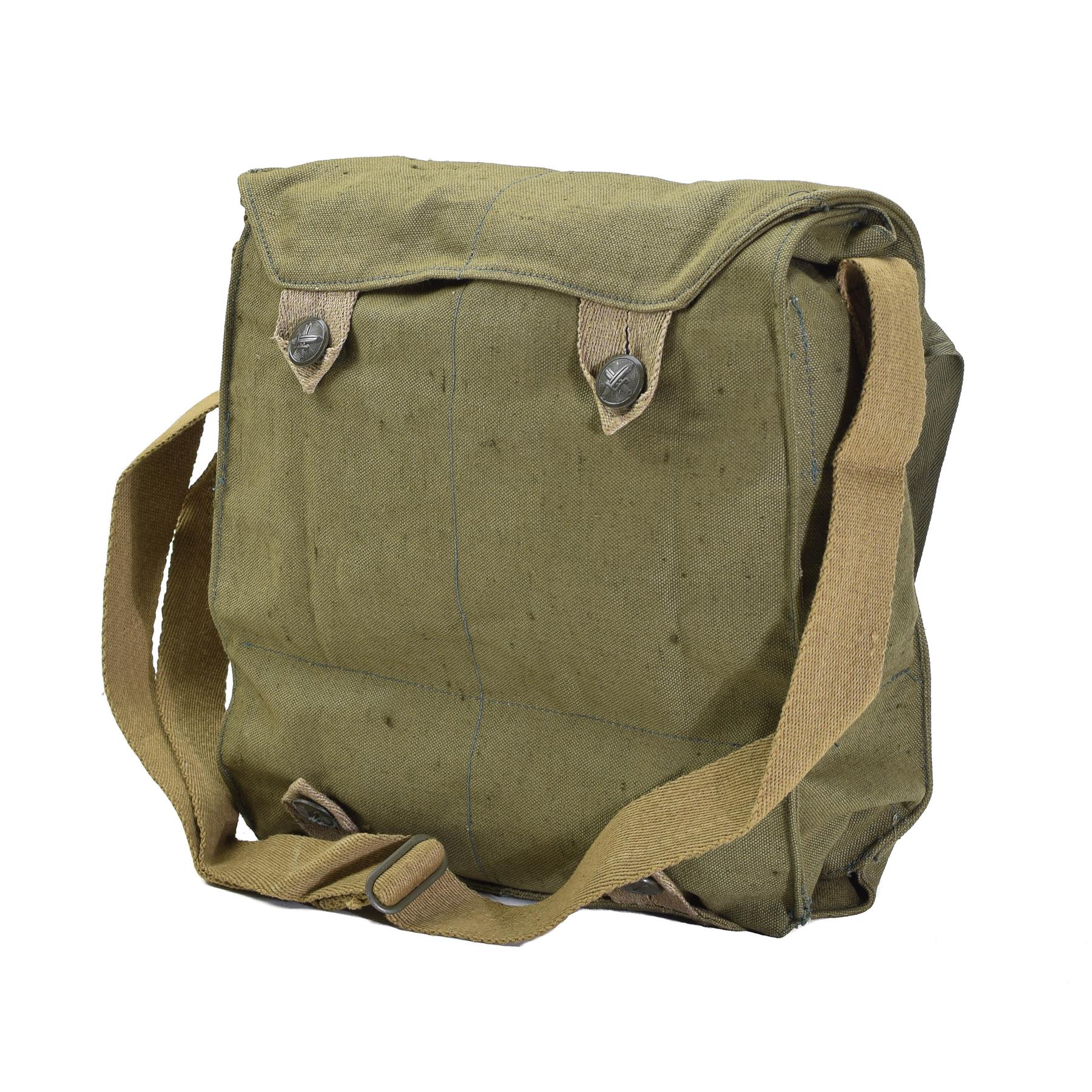 Original Czech Military gas mask shoulder bag green canvas vintage