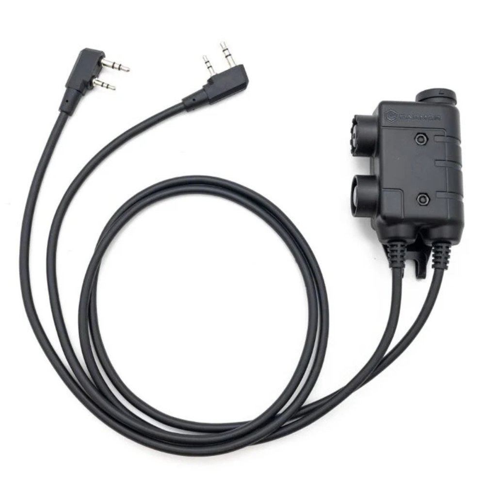 Earmor Dual PTT Adapter Kenwood Baofeng 2 Pin Kabelgebunden Headset Schwarz