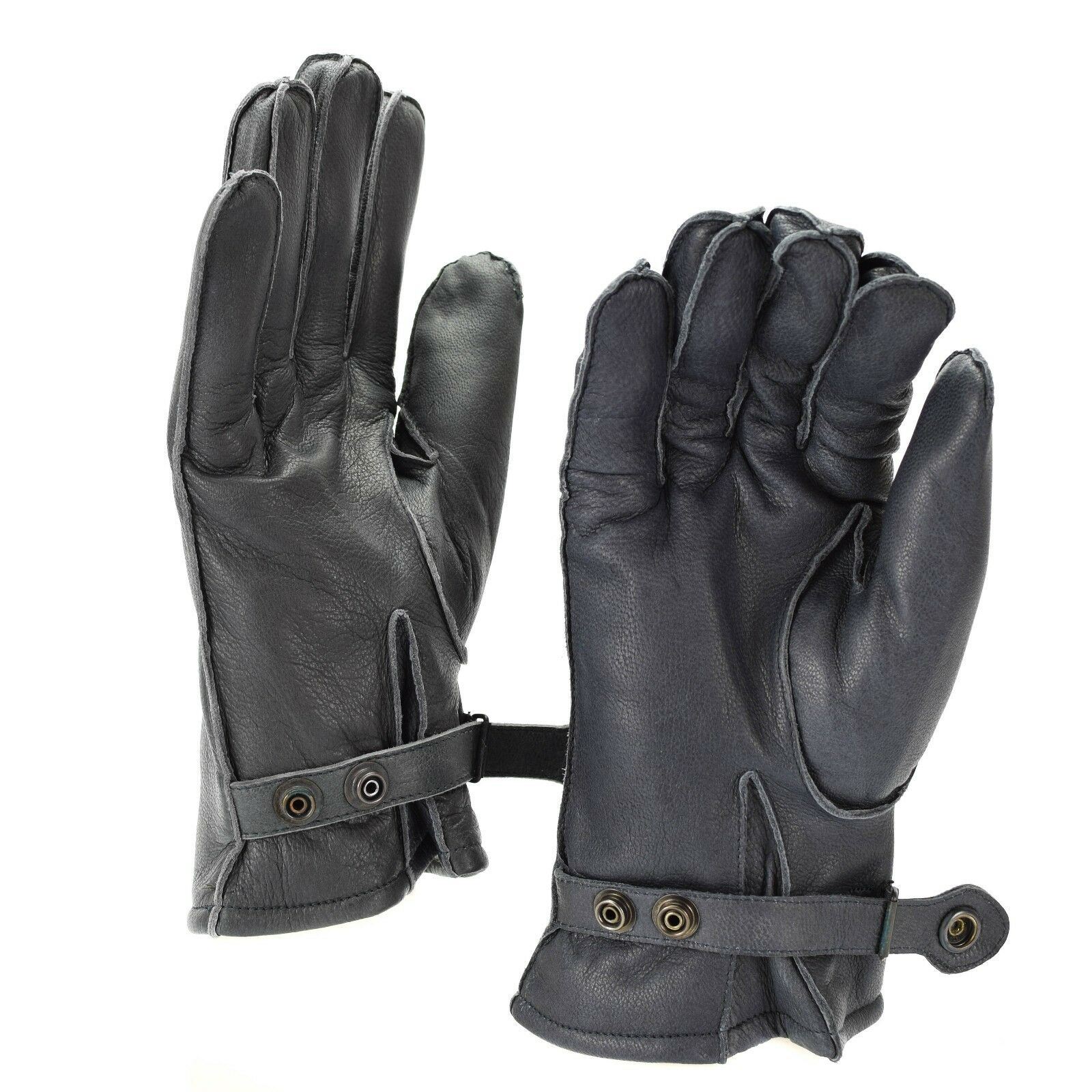 Genuine German Lederhandschuhe Gefüttert Wolle Winter Grau Thumbnail 2