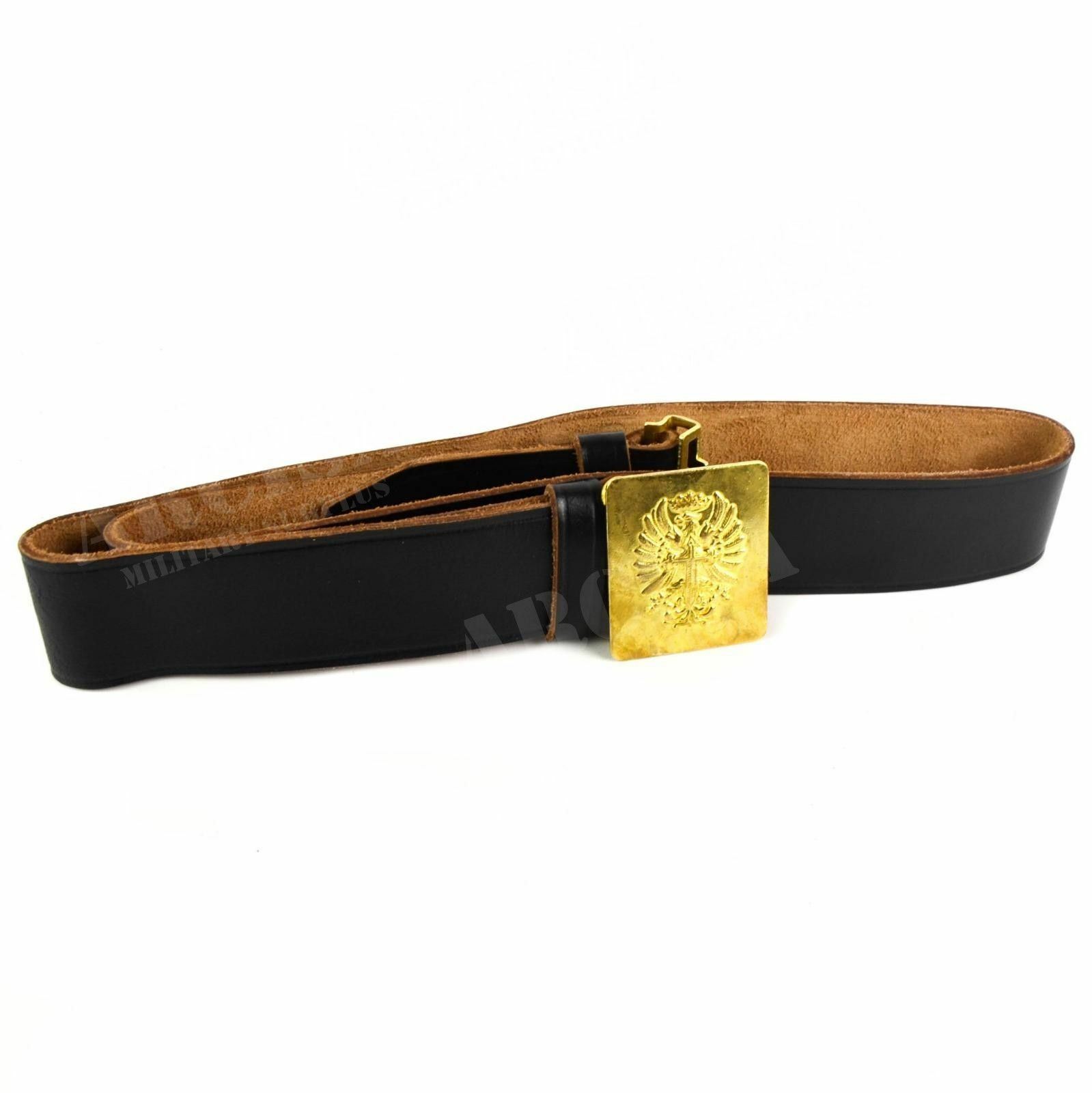 Original Spanische Armee Leder Gürtel Mit Messing Schnalle Militär Braun Thumbnail 2