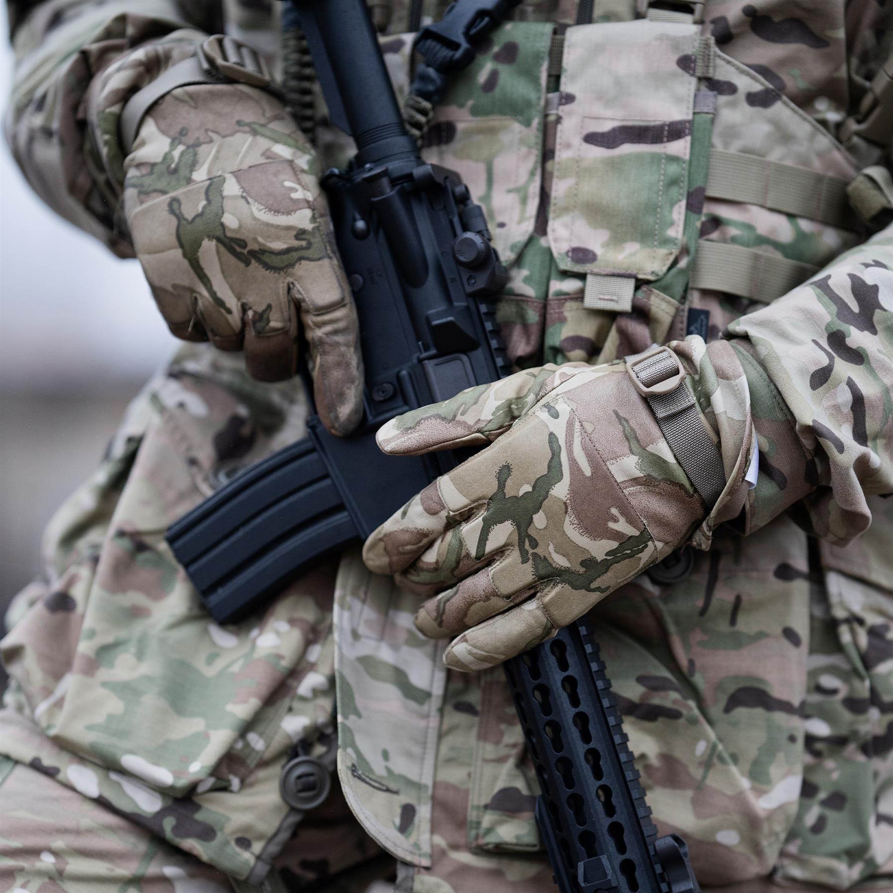 Original Britische Armee Taktische Lederhandschuhe Leicht MTP Tarnung Thumbnail 1