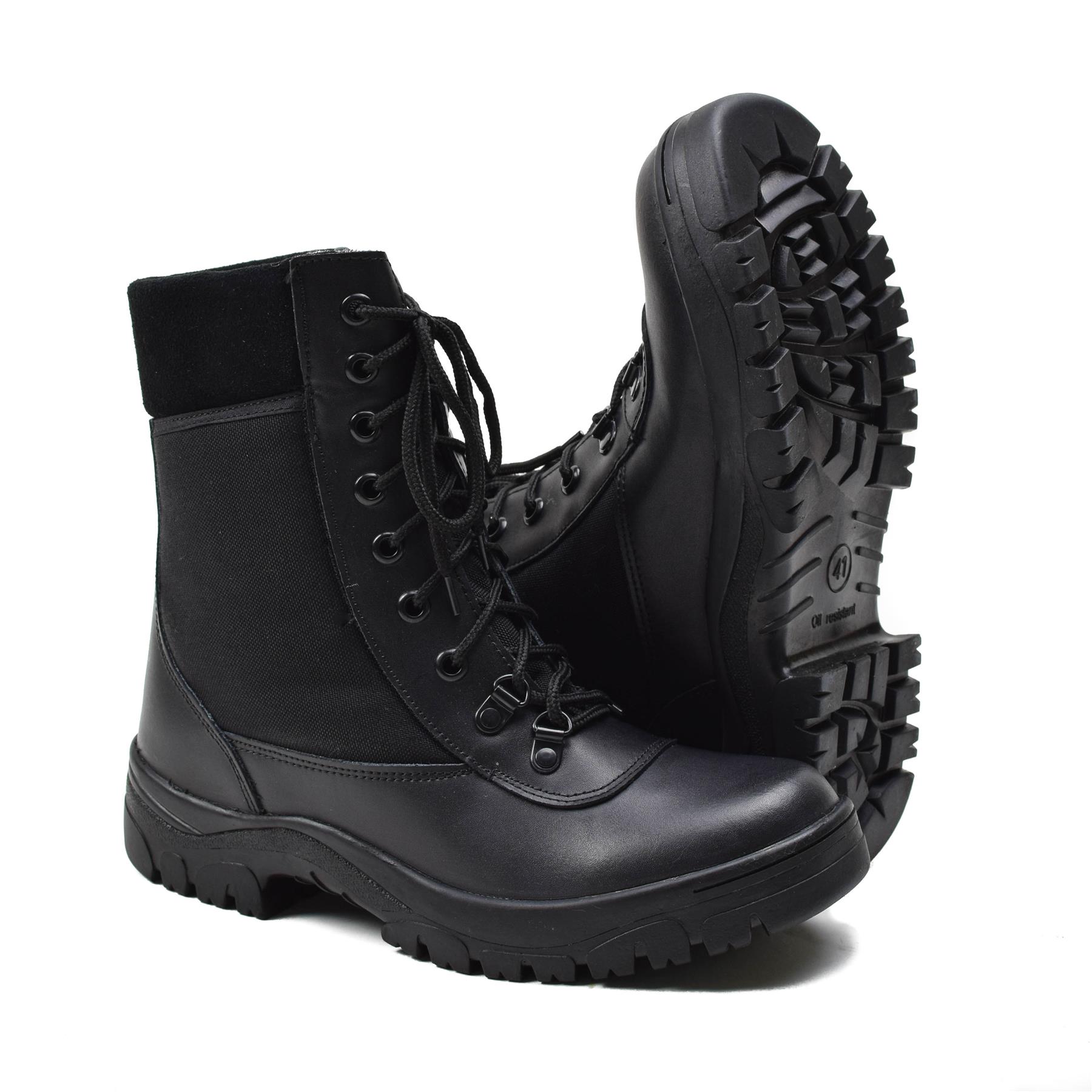 Original French military black leather breathable boots