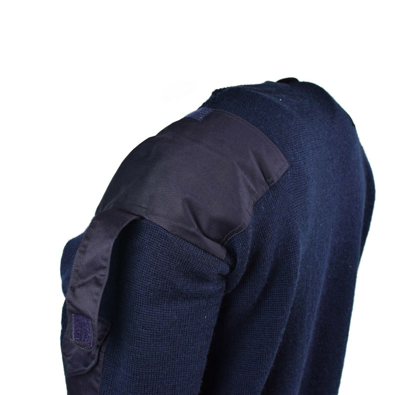 Original Britischer Militär Utility Pullover V Ausschnitt Wollmix Blau Thumbnail 2