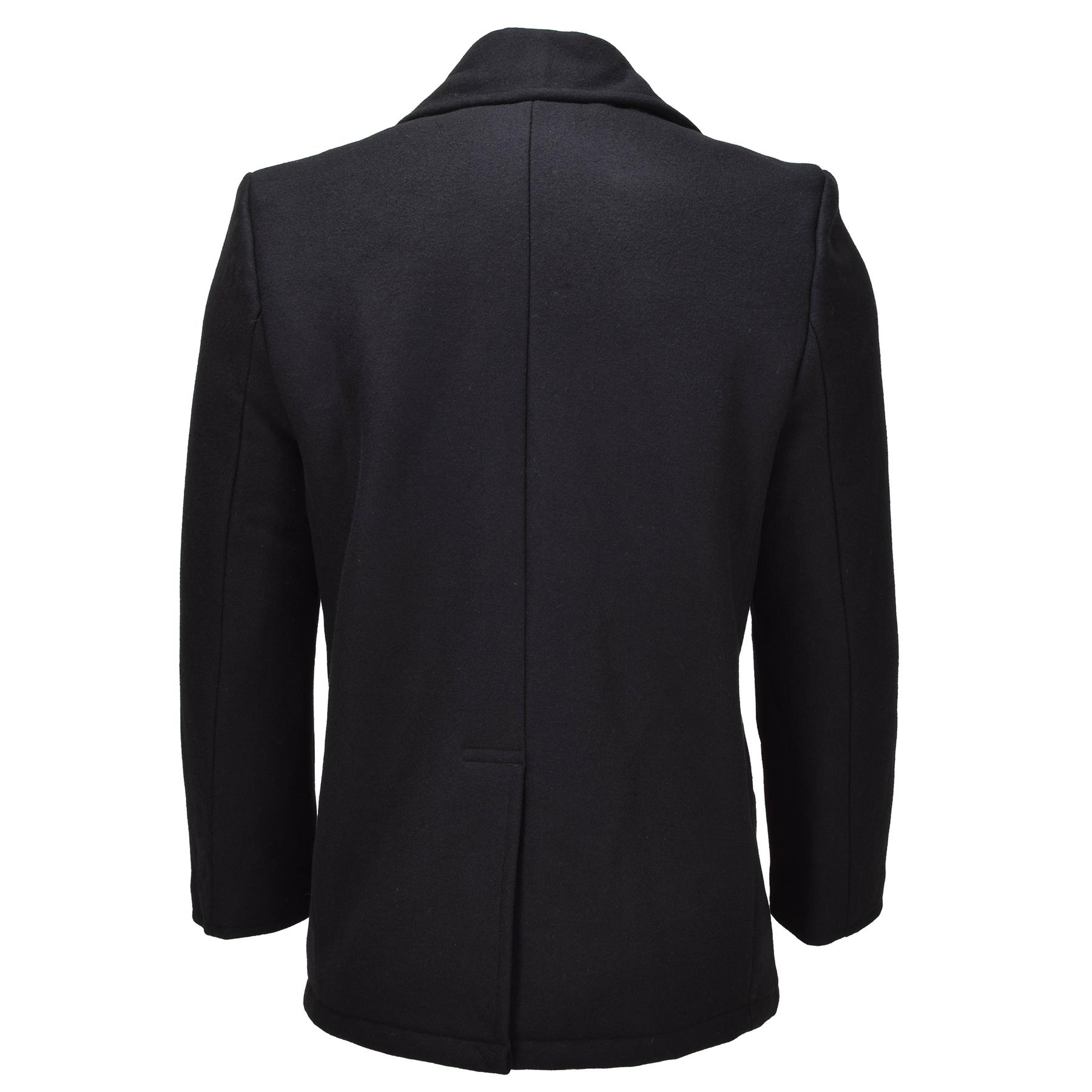 MIL-TEC Mens Pea Coat Wool Blend Navy Style Double Breasted Jacket