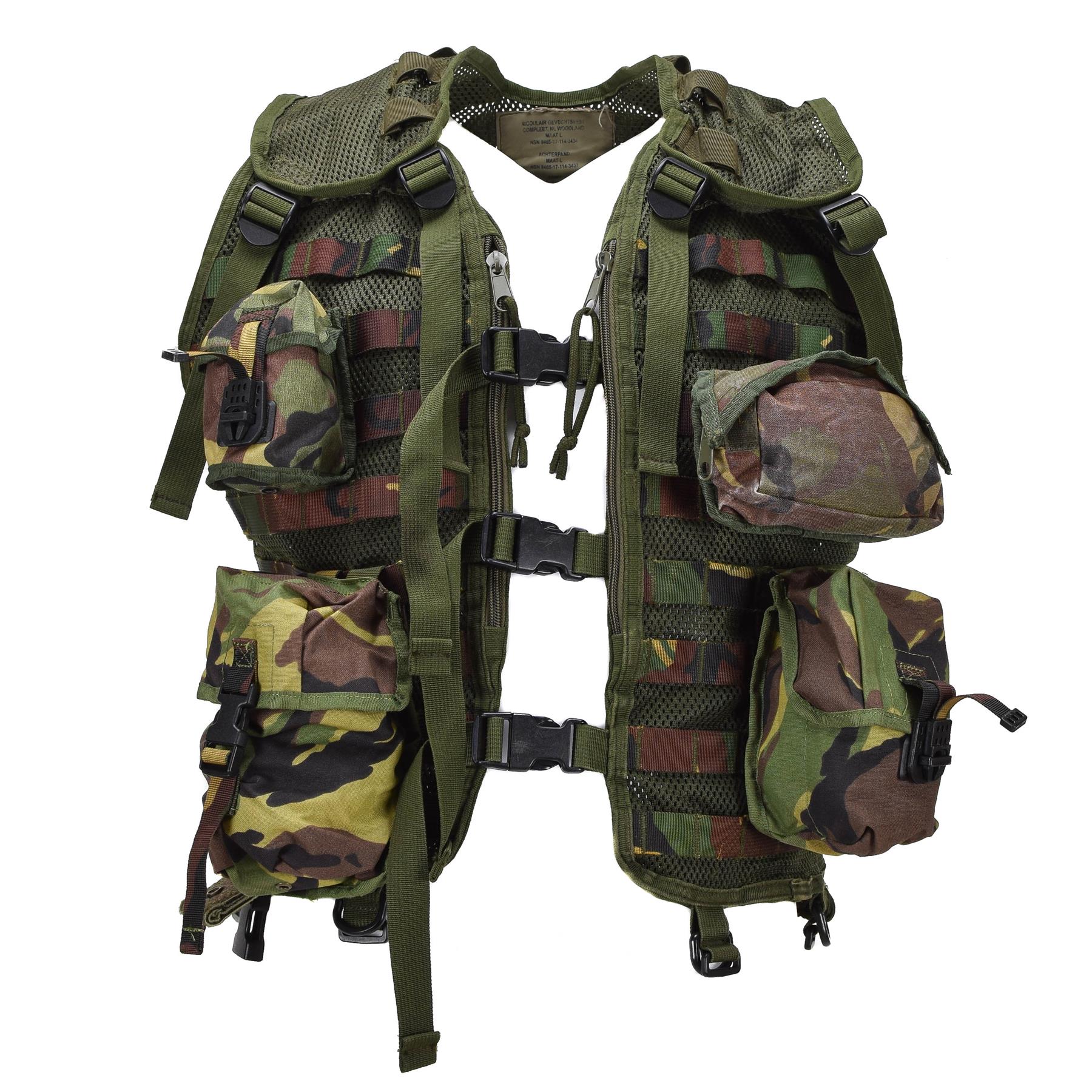 Original Niederländische Armee Ausrüstungsweste mit Taschen DPM Woodland Camo