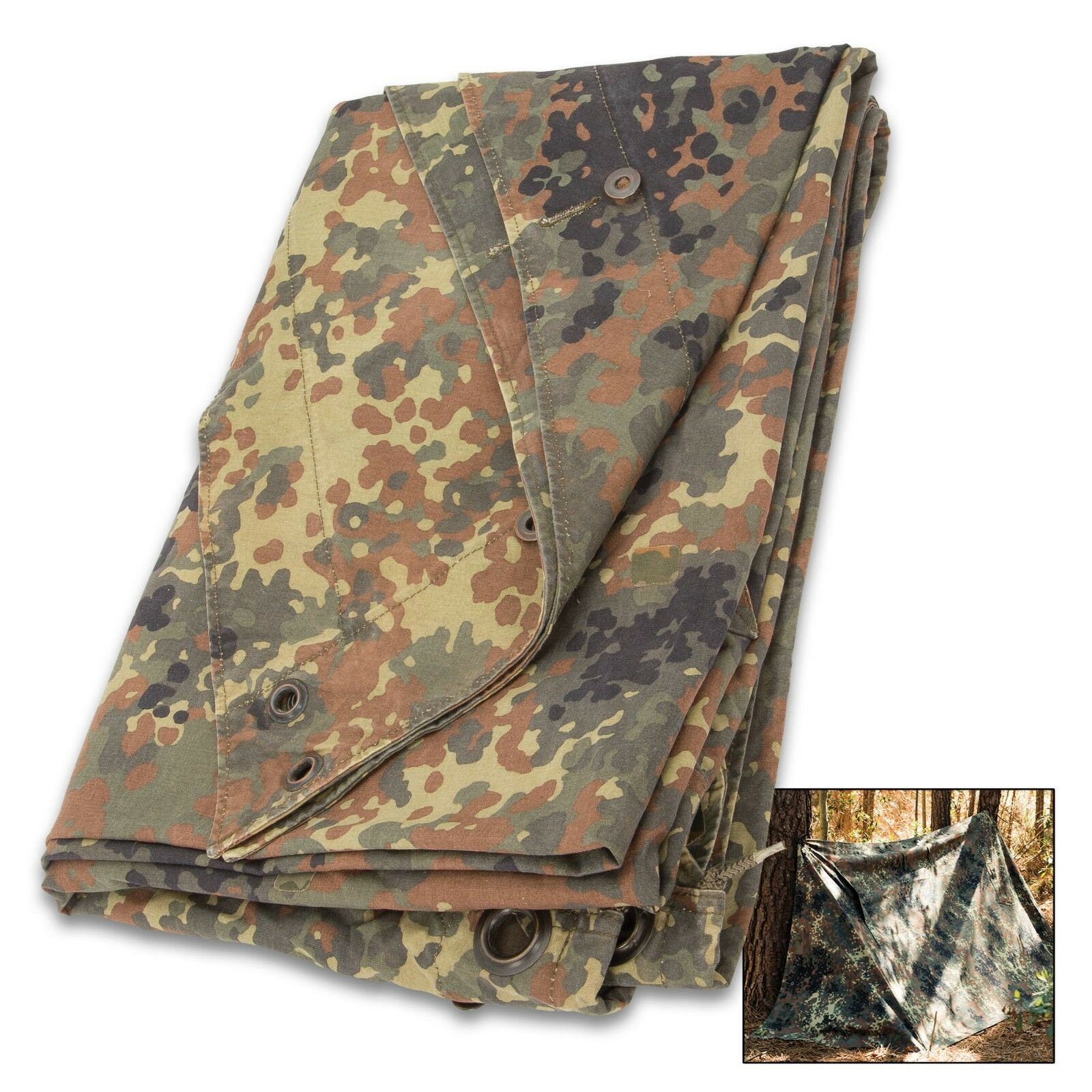 Original Deutsche Armee Zeltbahn Poncho Flecktarn Tarn Thumbnail 2