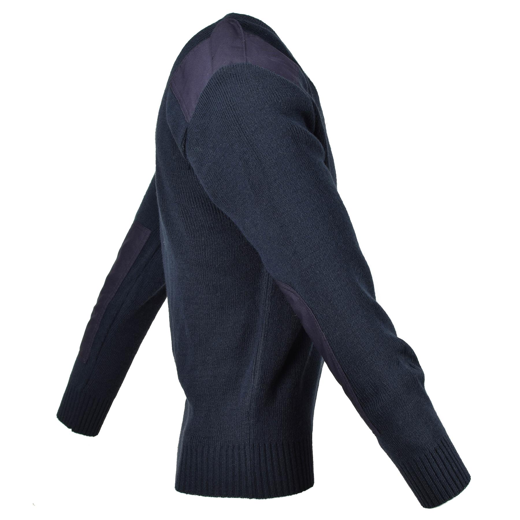 Original Britischer Militär Pullover V Ausschnitt Wollstrick Blau Thumbnail 1
