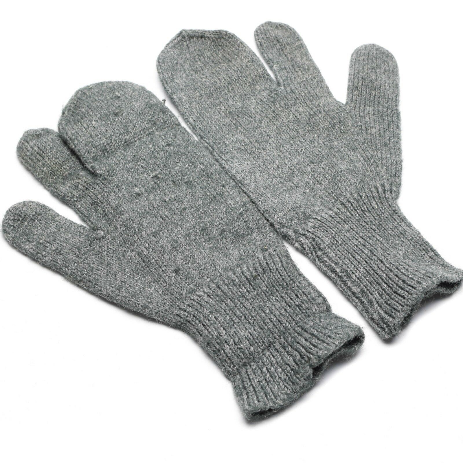 Original Schweizer Armee Wollfäustlinge Innenhandschuhe Triggerfinger Grau Thumbnail 2