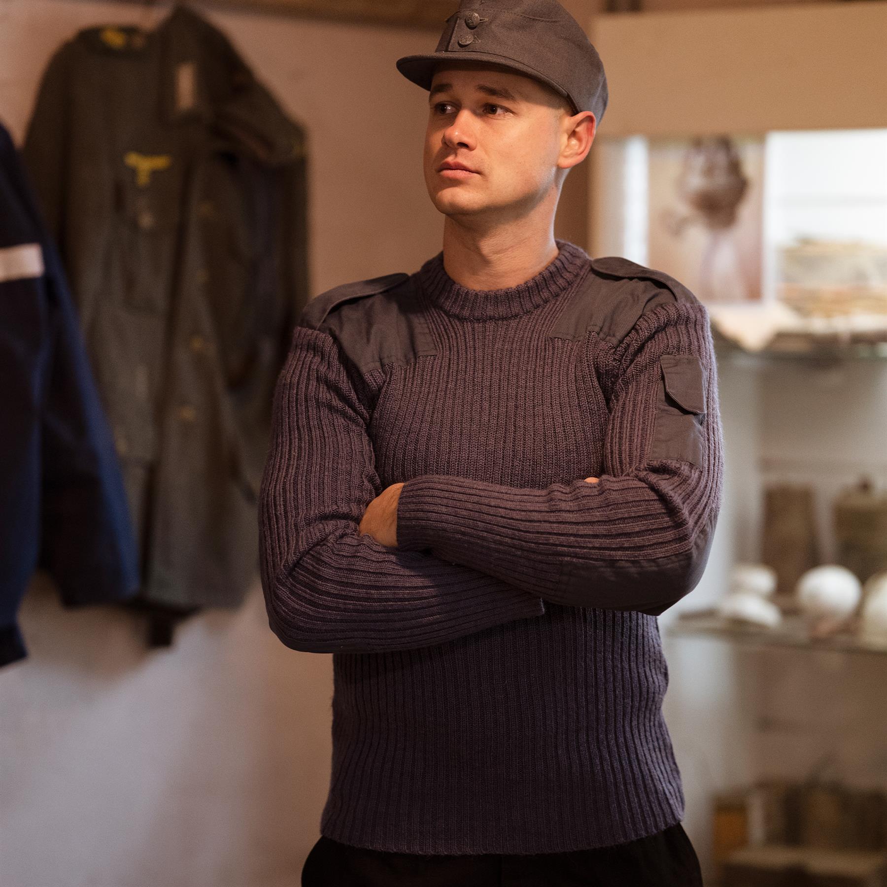 Original Britische Armee Commando Pullover Wolle Verstärkte Ellbogen Blau Grau Thumbnail 2