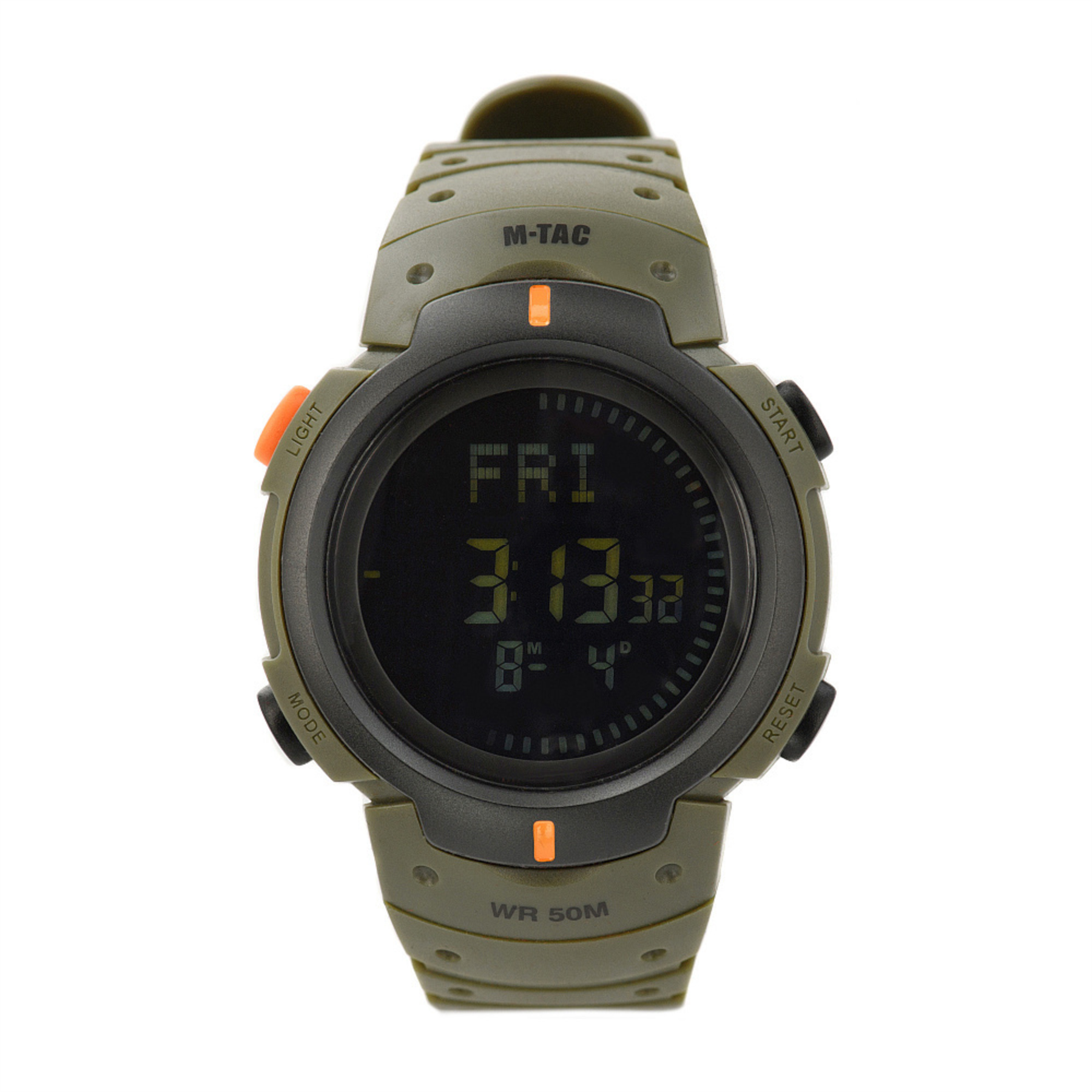 M TAC Taktische Armbanduhr Kompass Alarm Stoppuhr 5ATM Wasserdicht Olive