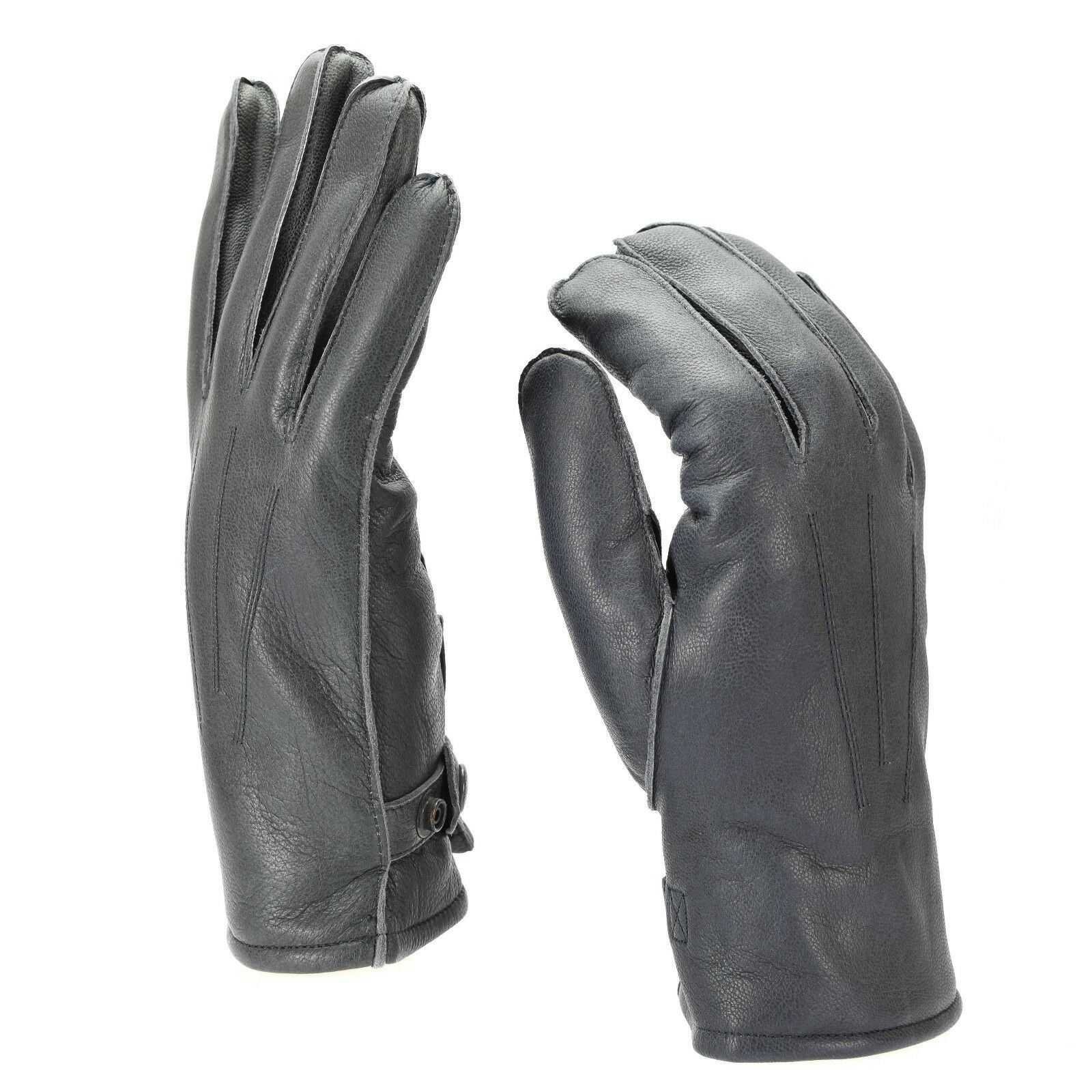 Genuine German Lederhandschuhe Gefüttert Wolle Winter Grau