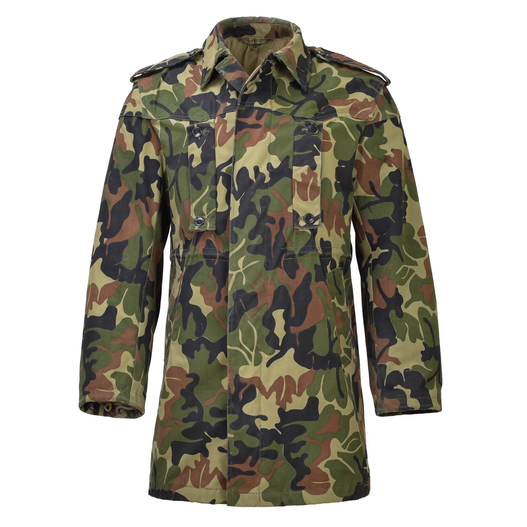 Original Romanian military parka M93 camo leaf hooded long jacket