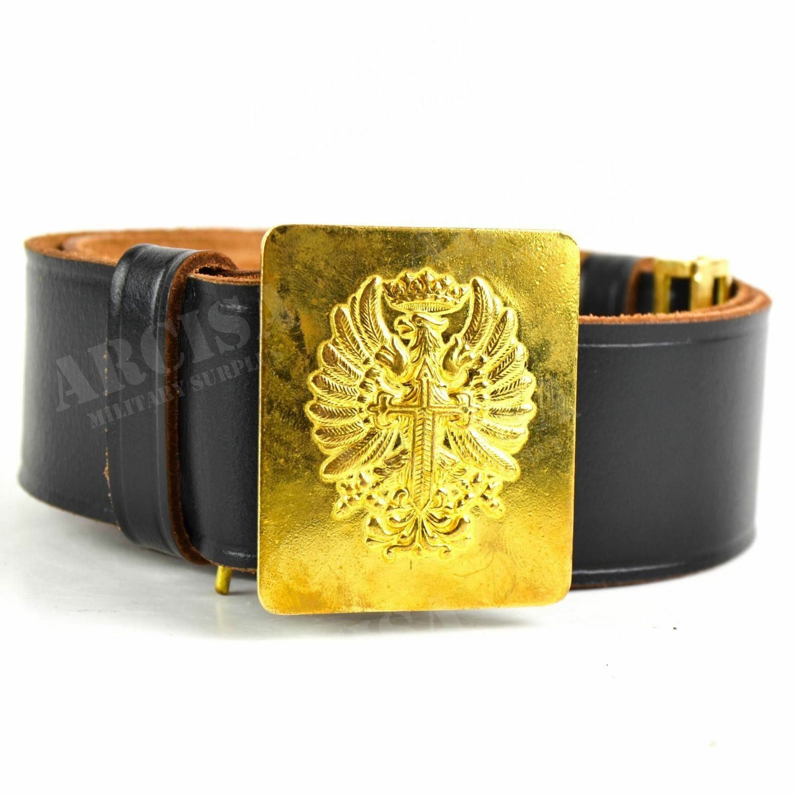Original Spanische Armee Leder Gürtel Mit Messing Schnalle Militär Braun