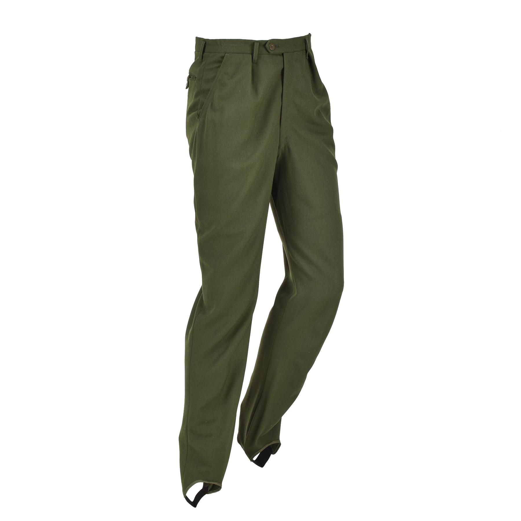 Original Swedish military formal pants green pleated front stirrup
