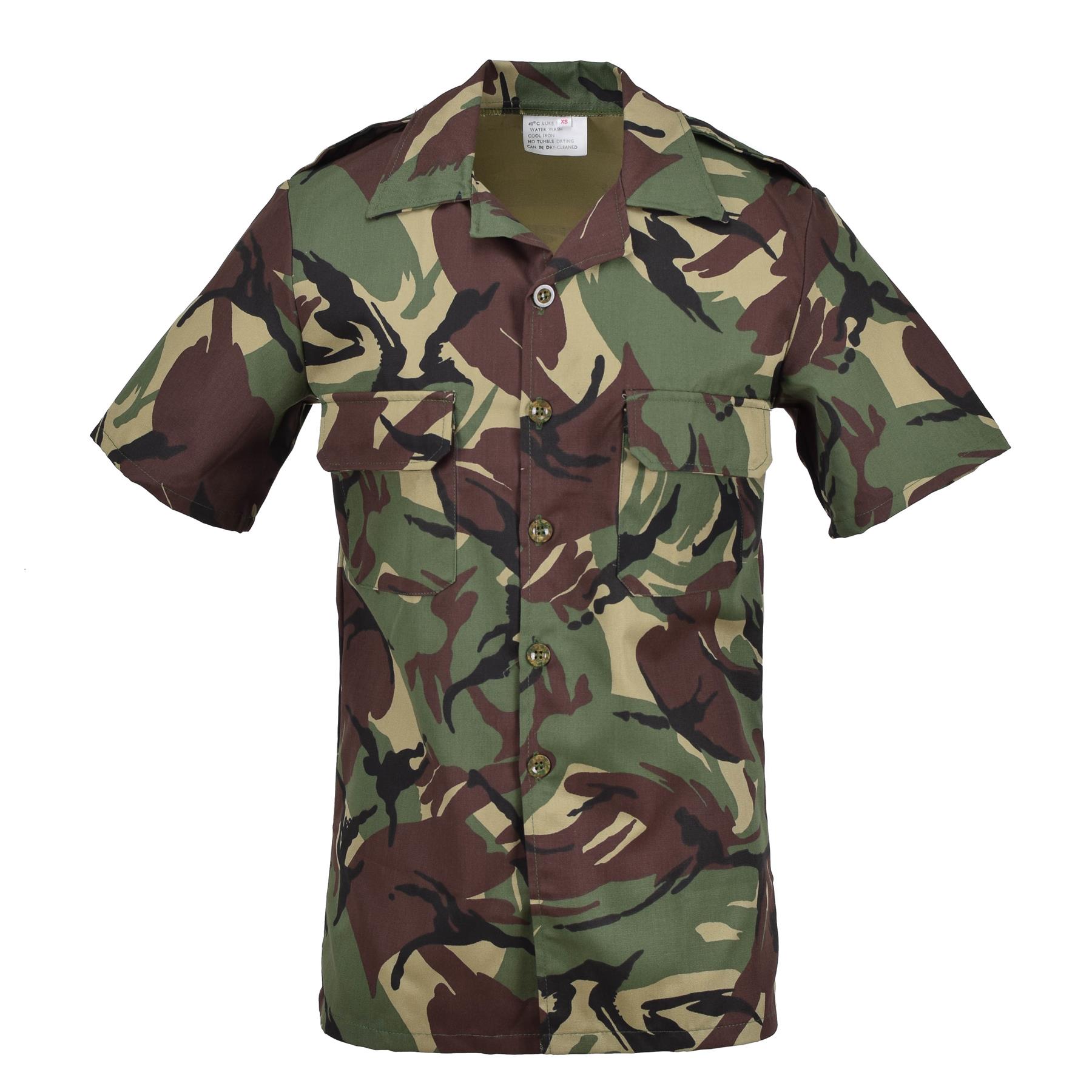 Original Botswanisches Armee Hemd Kurzarm Atmungsaktiv Leicht Woodland Tarn