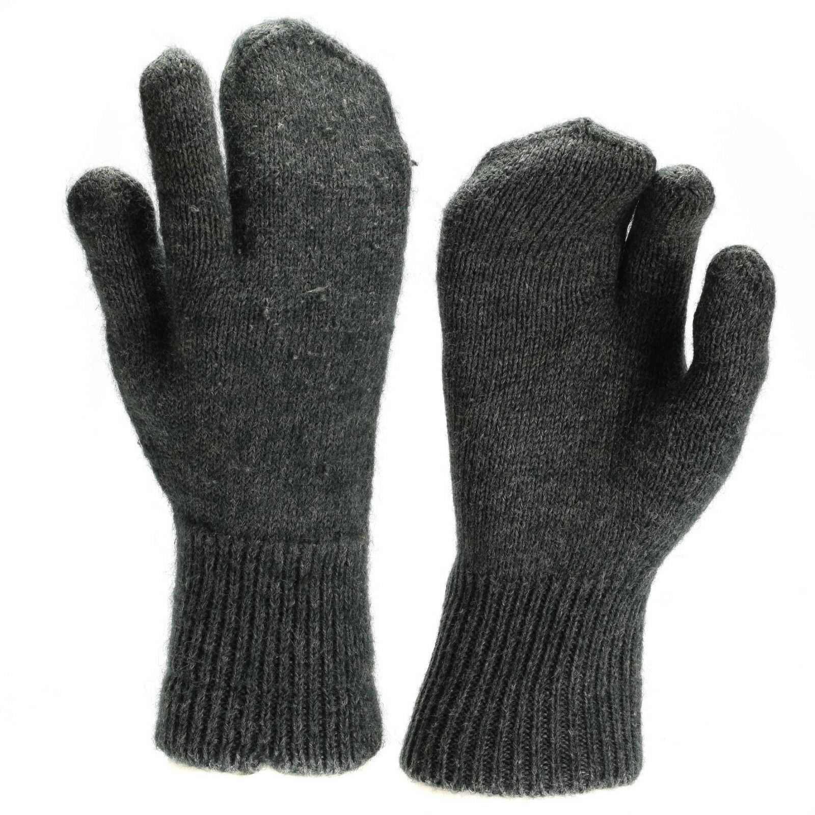 Original Schweizer Armee Wollfäustlinge Innenhandschuhe Triggerfinger Grau Thumbnail 1