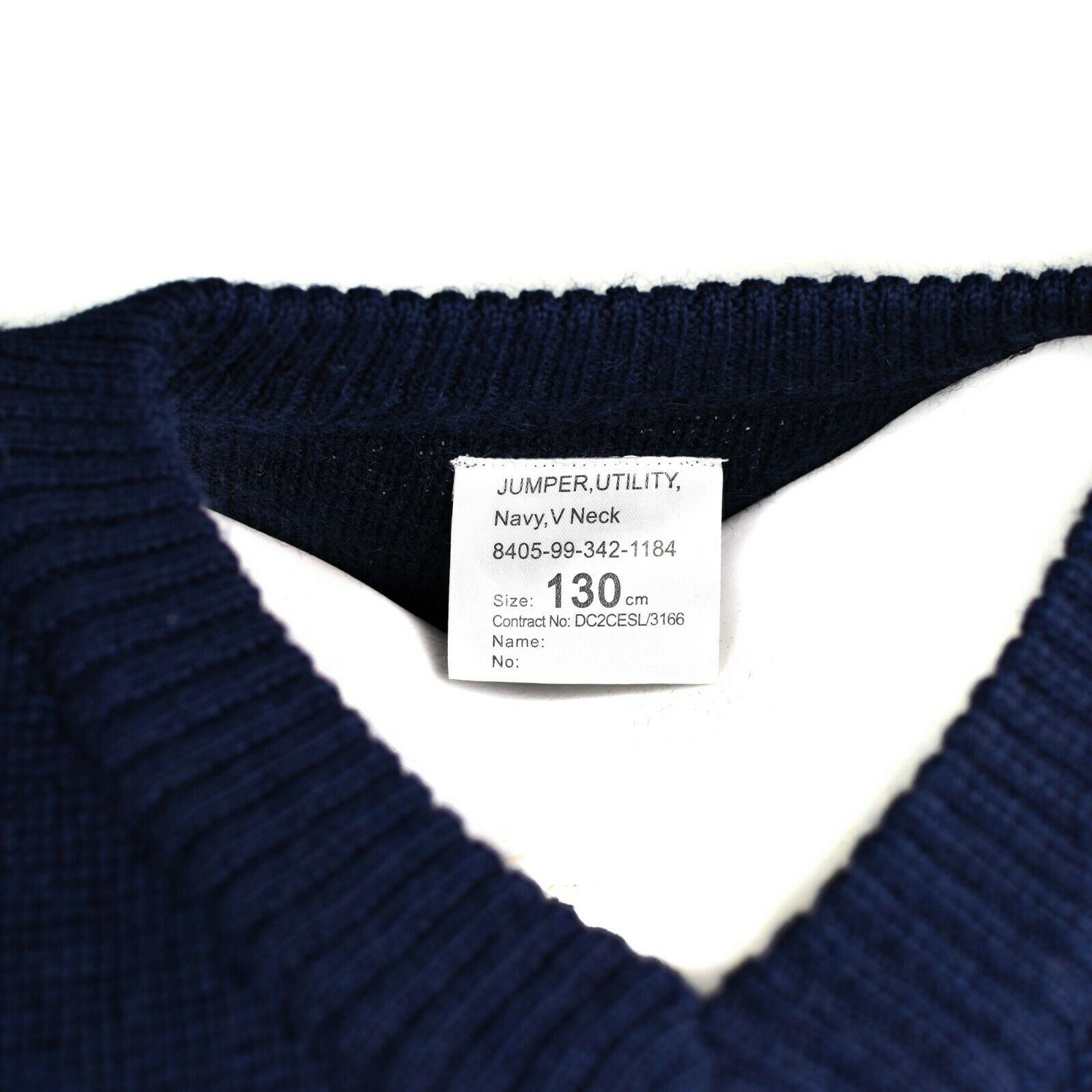 Original Britischer Militär Utility Pullover V Ausschnitt Wollmix Blau Thumbnail 3