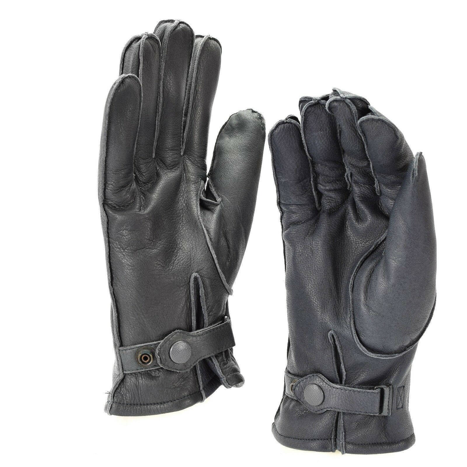 Genuine German Lederhandschuhe Gefüttert Wolle Winter Grau Thumbnail 1