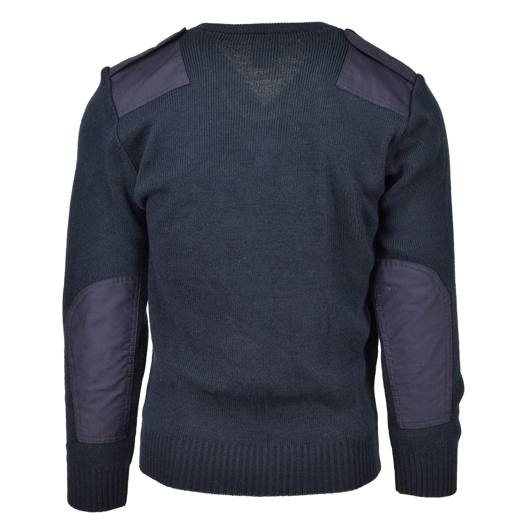 Original Britischer Militär Pullover V Ausschnitt Wollstrick Blau Thumbnail 2