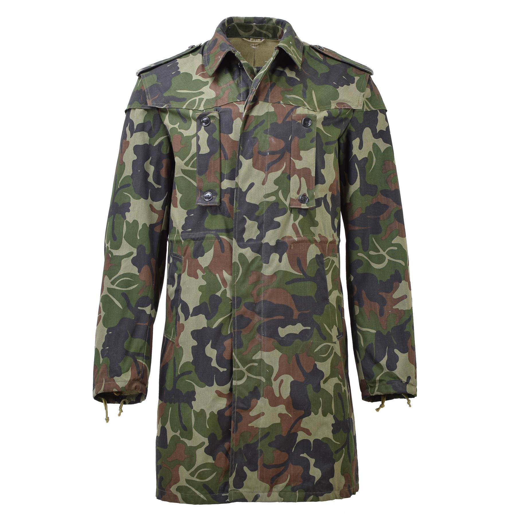 Original Romanian military parka M93 camo leaf hooded long jacket