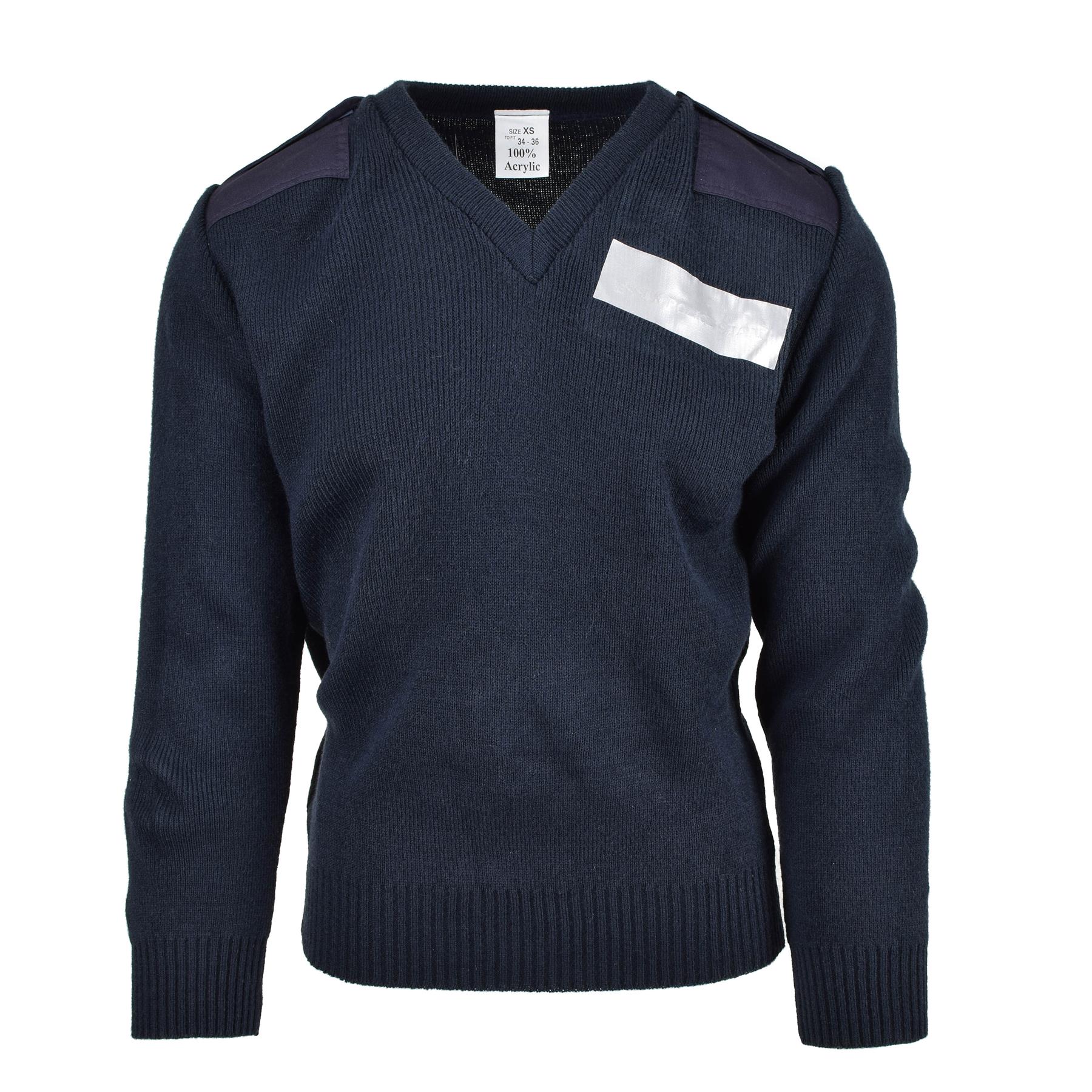 Original Britischer Militär Pullover V Ausschnitt Wollstrick Blau