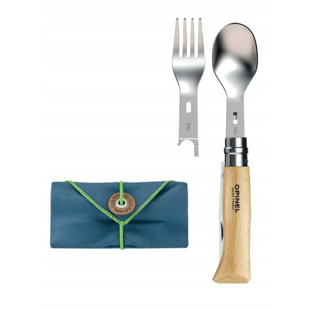 Opinel Picnic+ N°08 Besteckset Klappmesser Löffel Gabel Camping Buche Thumbnail 2