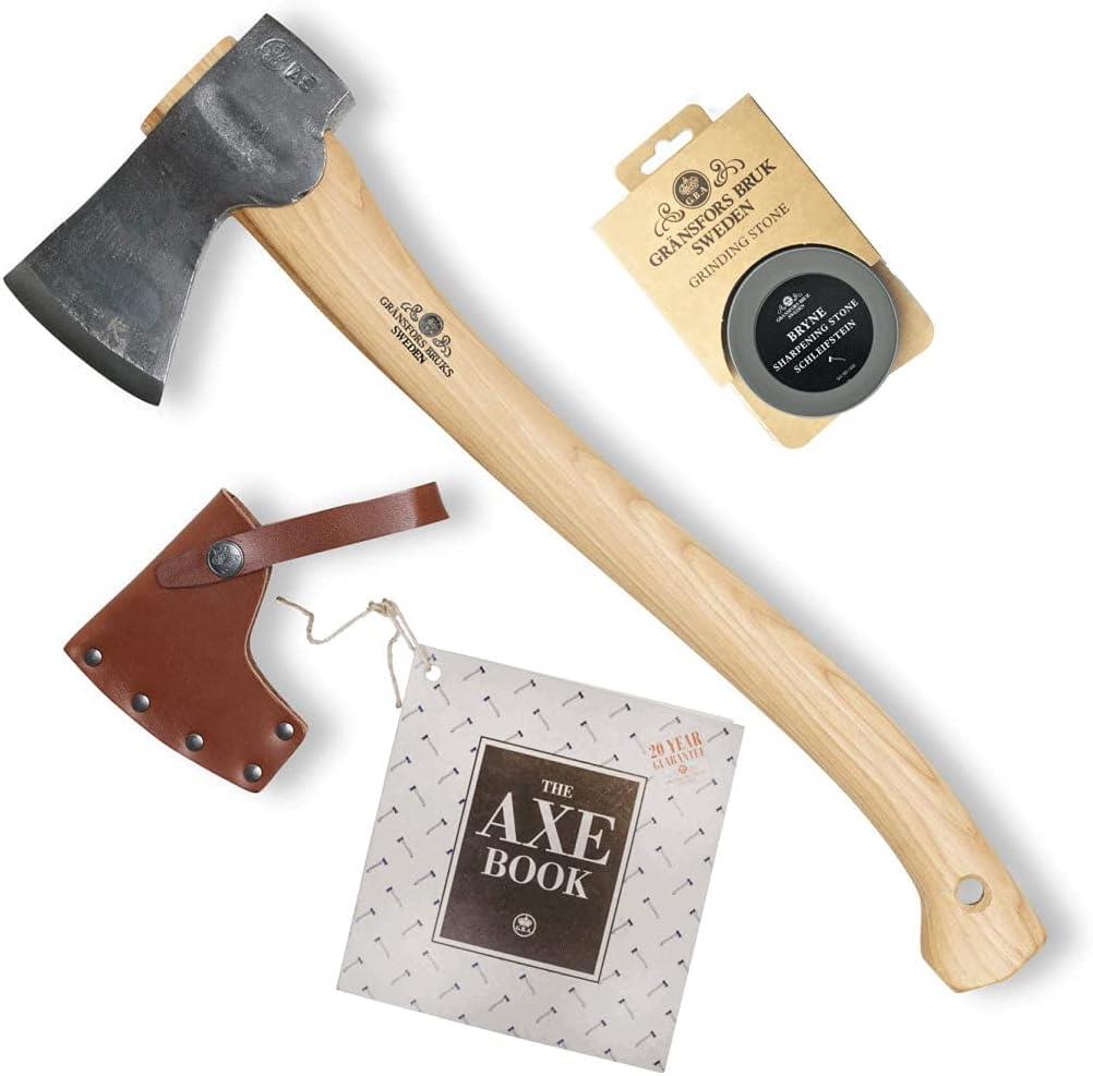Gränsfors Small Forest Axt mit Schleifstein und Lederscheide Geschenkset