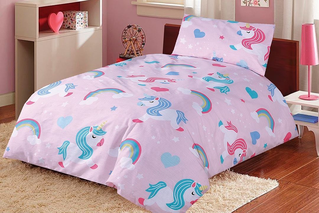 2 Piece Baby Junior Cot Bed Duvet Cover and Pillowcase Set 120 x 150 cm