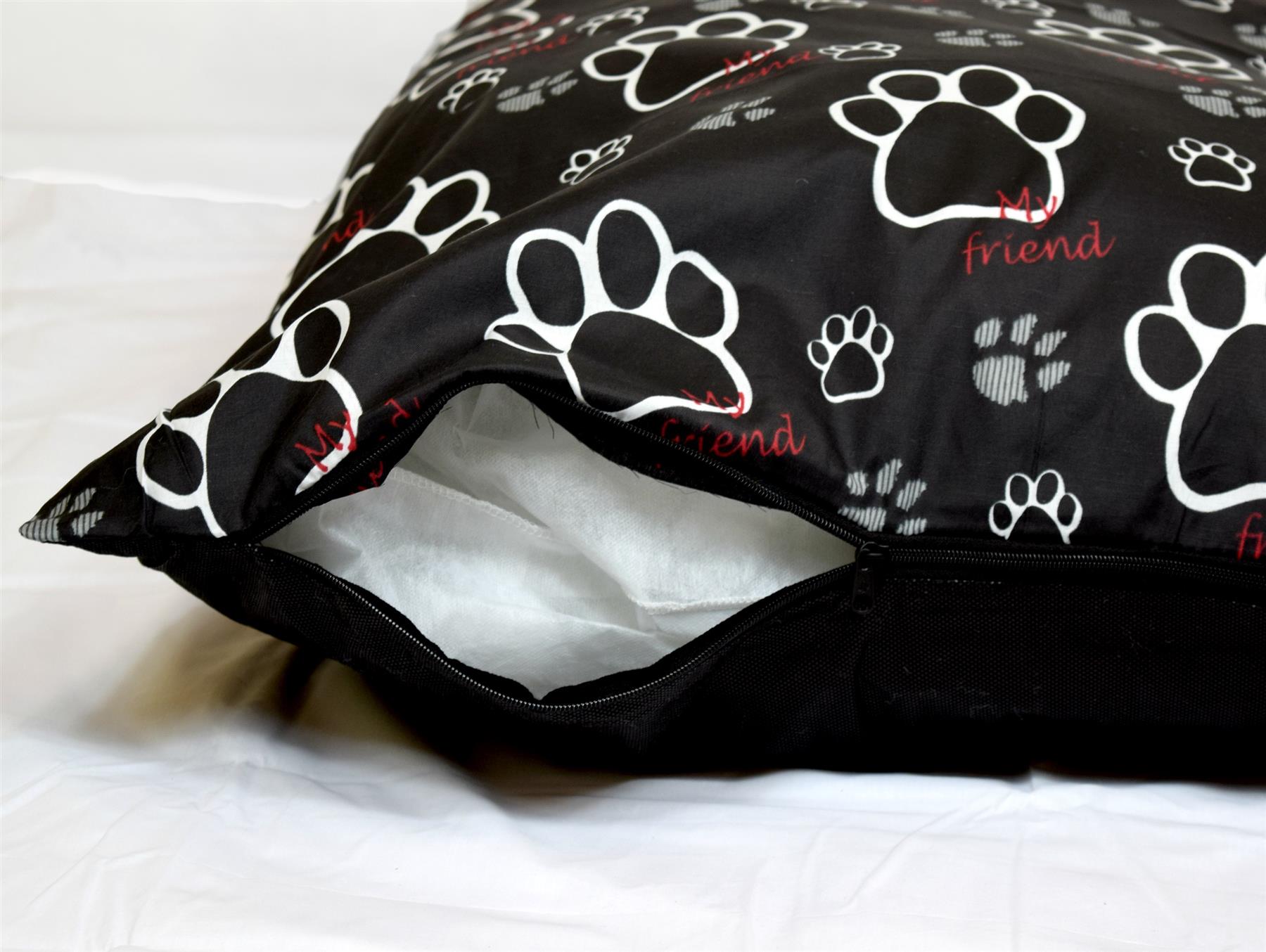 LARGE DOG BED REMOVABLE ZIPPED COVER WASHABLE PET BED CUSHION & COVER