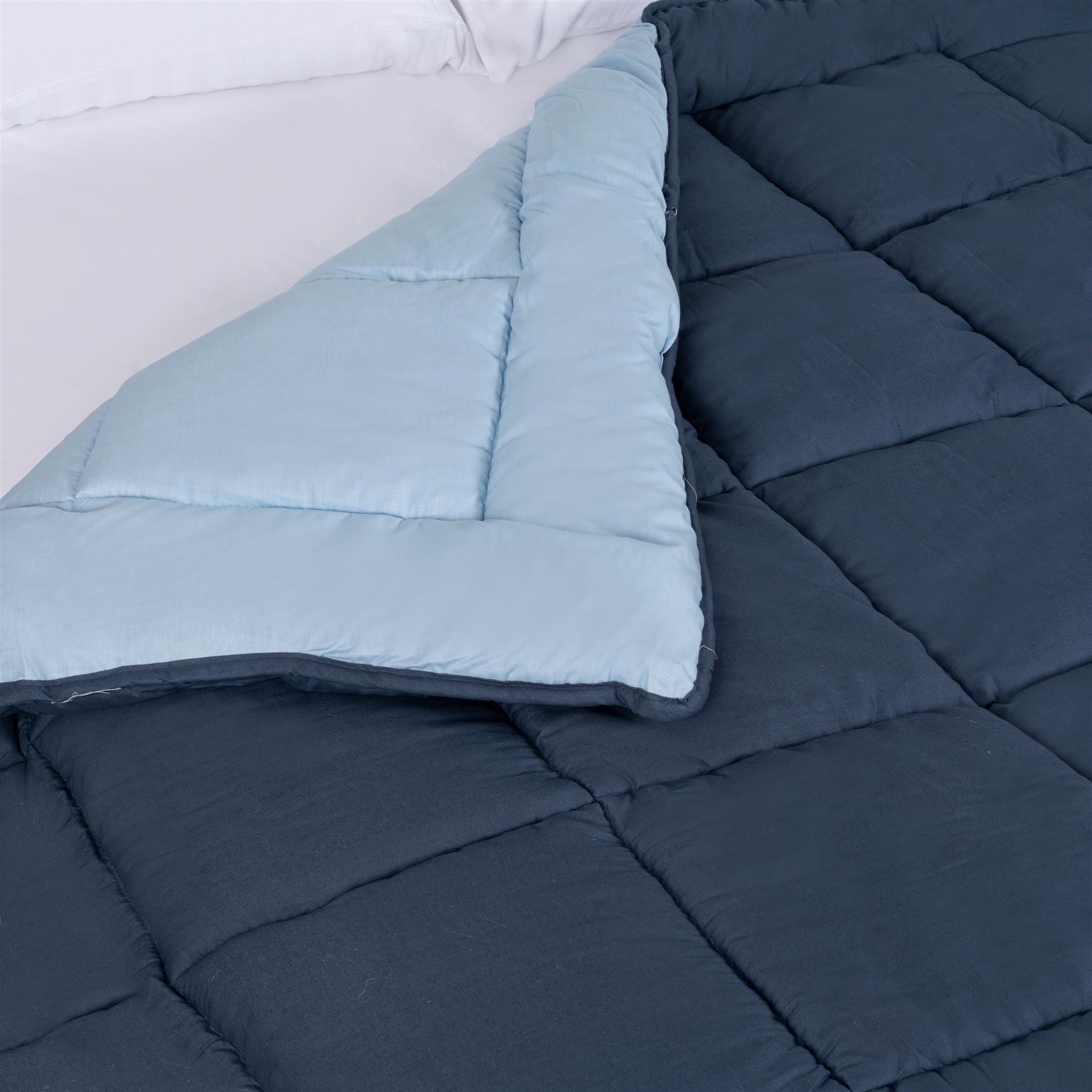 13.5 tog Box Stitched Reversible Coverless Polycotton Duvet Single