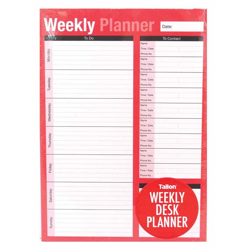 A4 WEEKLY PLANNER To Do List Desk Note Pad Meal Plan Home Office Tear