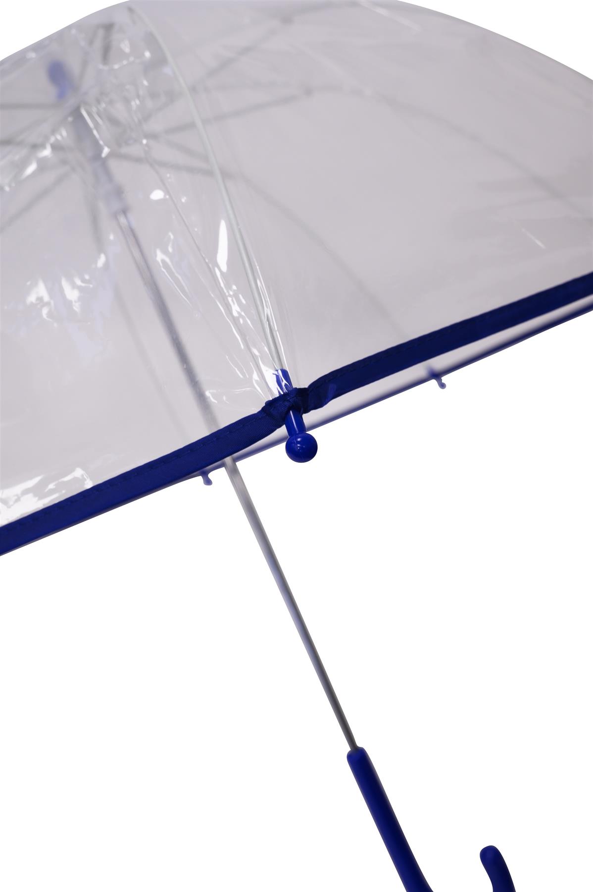 Kids Transparent Dome Umbrella Childrens PVC Clear Brolly - Picture 4 of 21