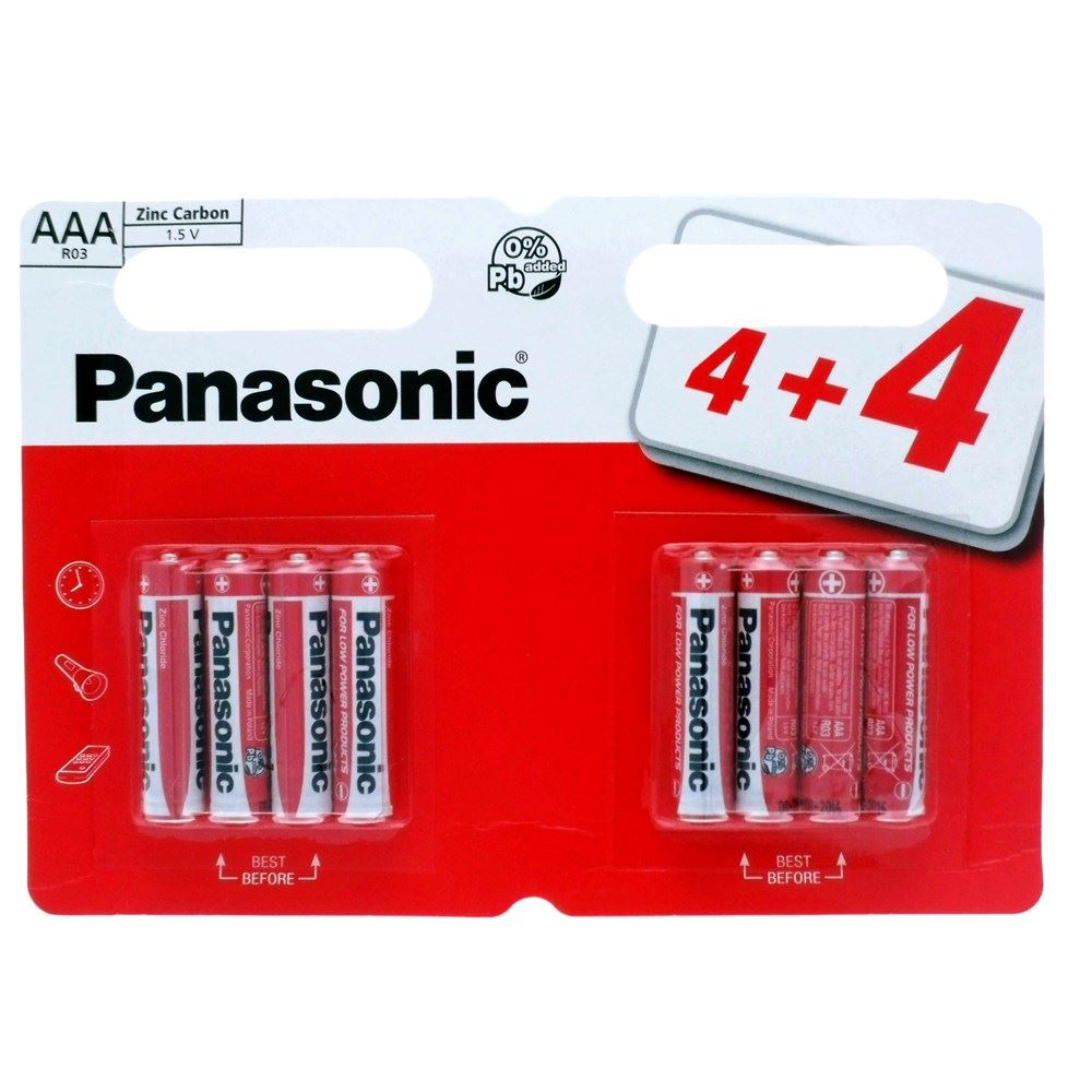 8 X Panasonic AAA Triple a Long Lasting Power Batteries 1.5v R03