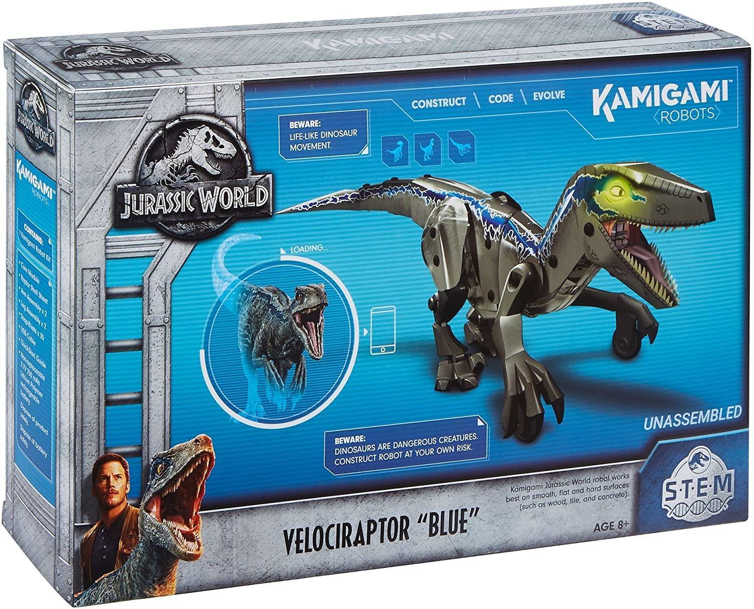 robot velociraptor blue