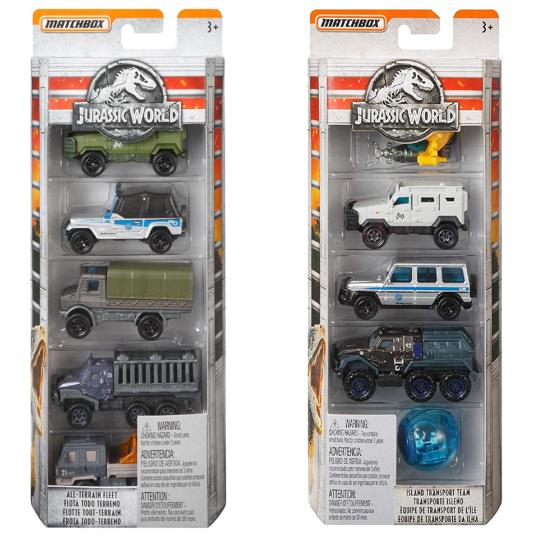 Matchbox Jurassic World DieCast 5 Car Pack Assortment 2 Packs