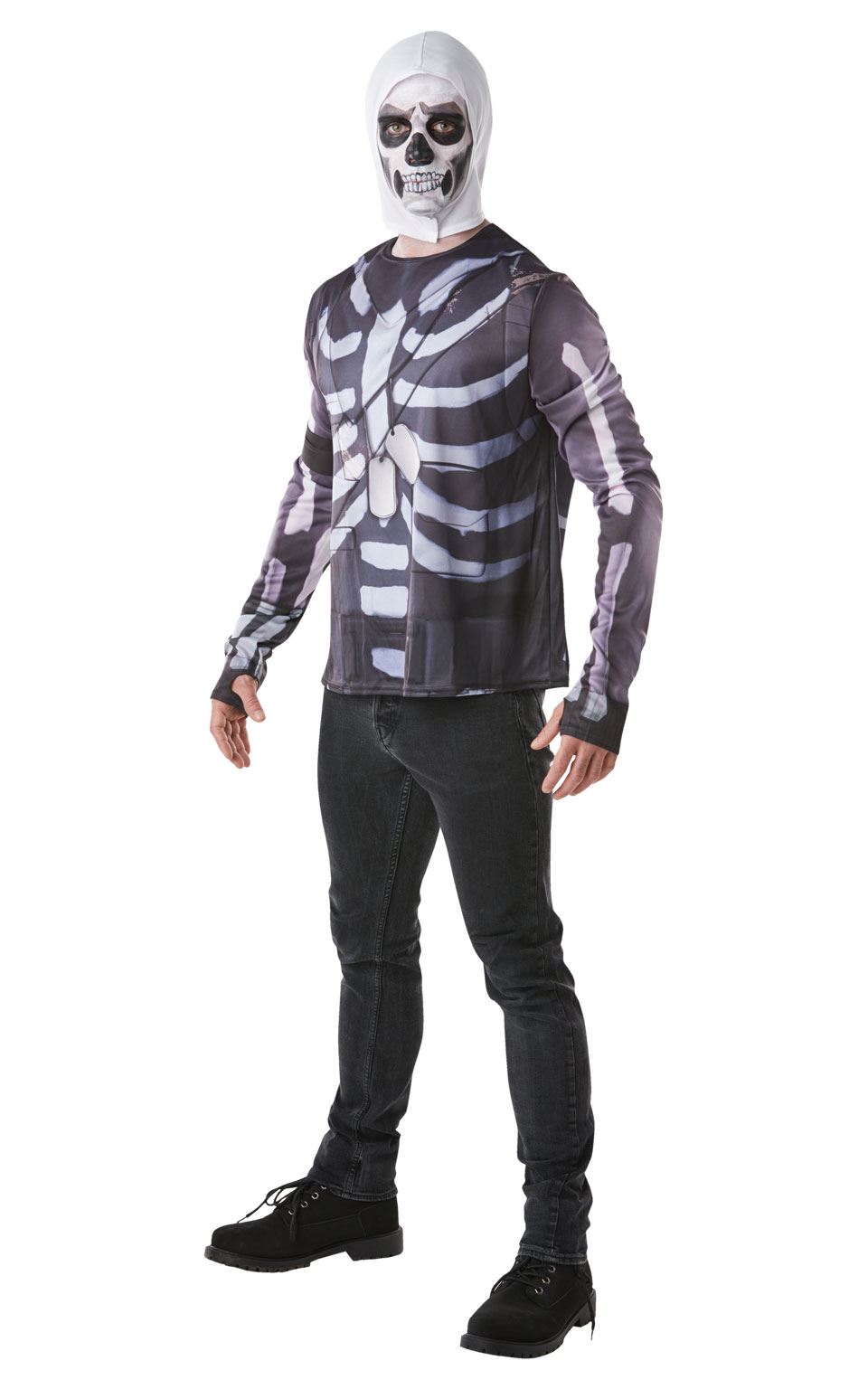 Fortnite Skull Trooper Costume Top Mens Adult Fancy Dress Outfit Gaming Dressup