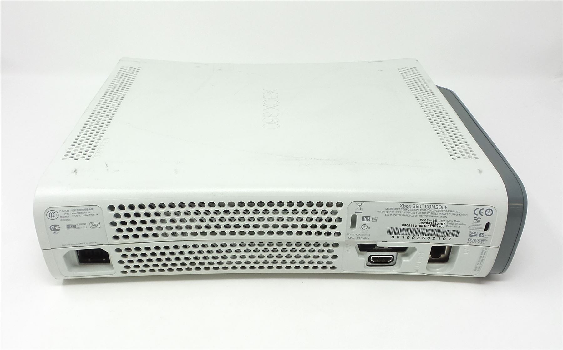 Microsoft Xbox 360 Pro Gaming Console 60GB White Console Only 14.2A