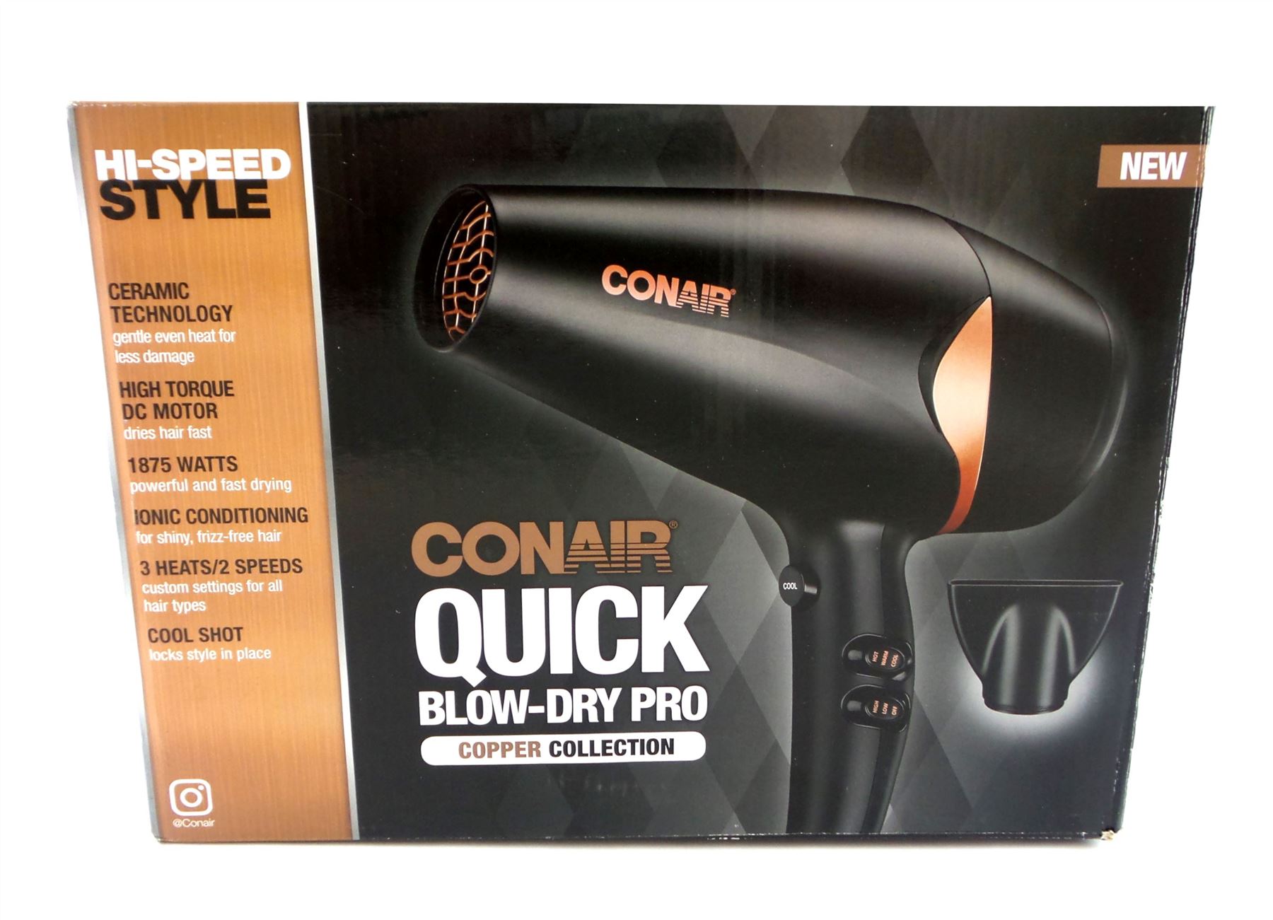 Conair V23784 Quick BlowDry Pro Hair Dryer Copper Colletion 2 Speeds 1875W eBay