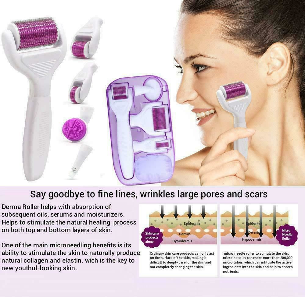 Skincare Set 6 in 1 Derma Roller Set + Vitamin C Serum +