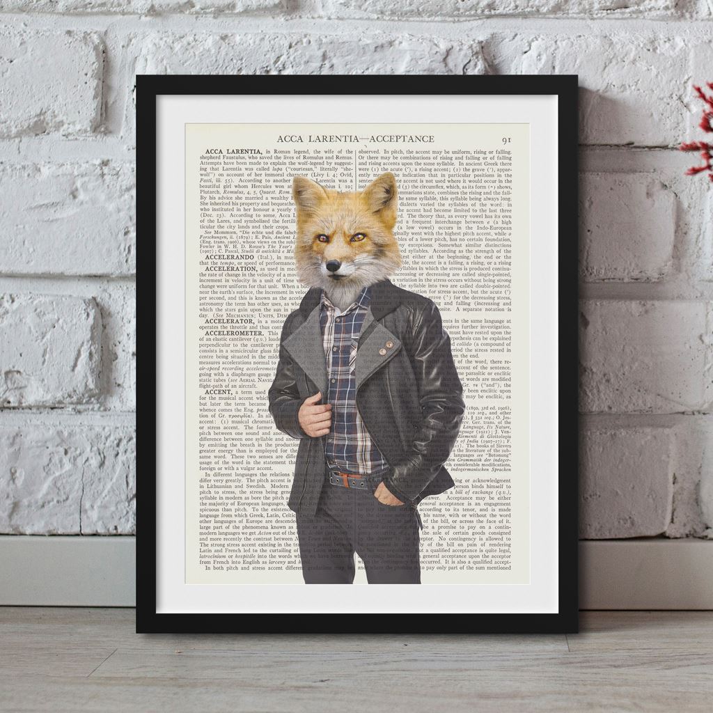 HIPSTER FOX DICTIONARY ART PRINT VINTAGE BOOK PAGE FRAMED HOME DECOR 105 HIPSTER FOX DICTIONARY ART PRINT VINTAGE BOOK PAGE FRAMED HOME DECOR 105