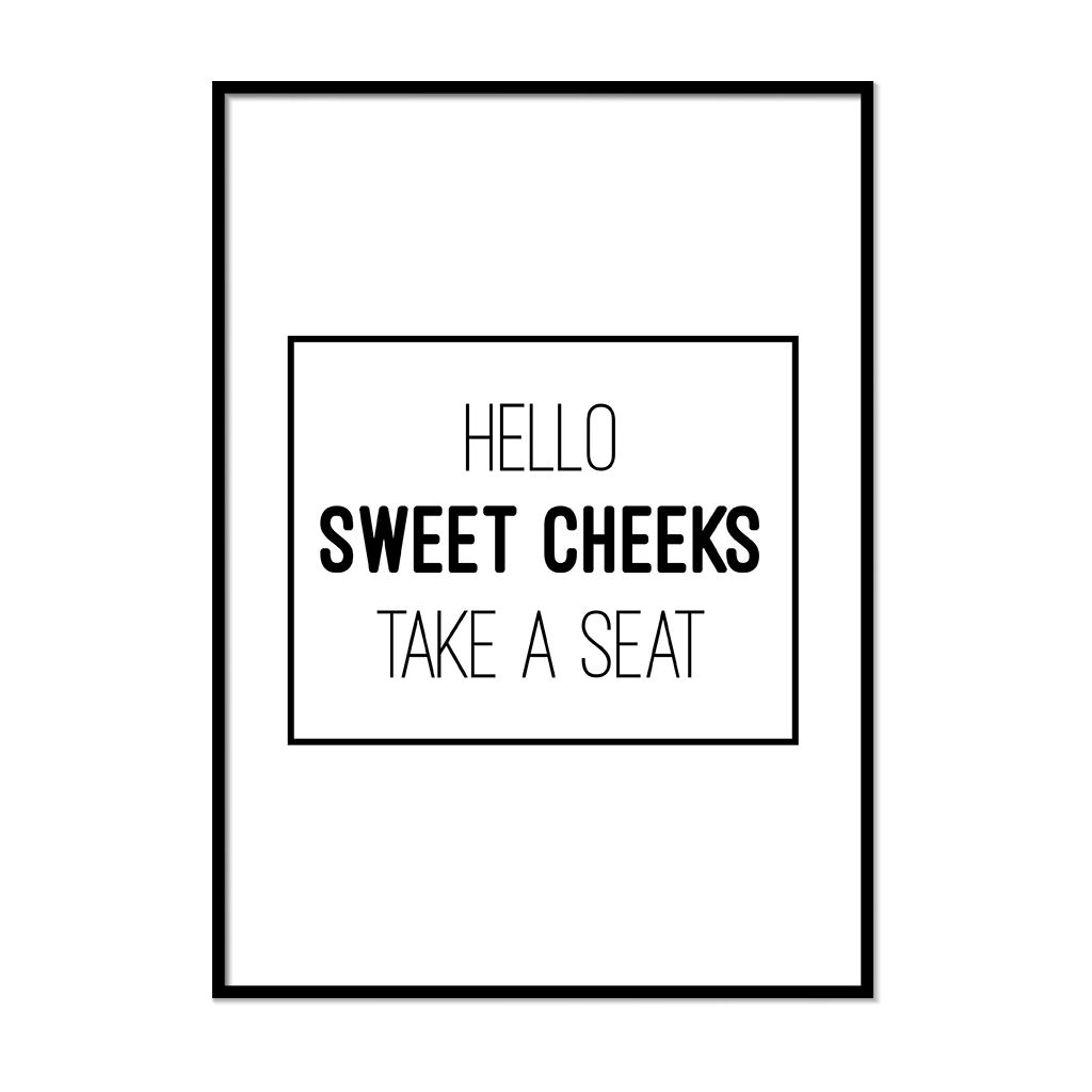 Hello Sweet Cheeks Take A Seat Bathroom Wall Art Minimalist Print Wall Art Decor Ebay