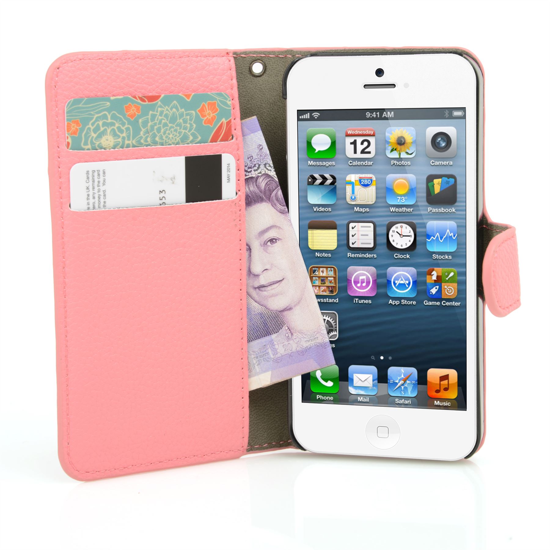 For Apple iPhone SE 5 5S Case Premium Textured Leather Wallet Madcase