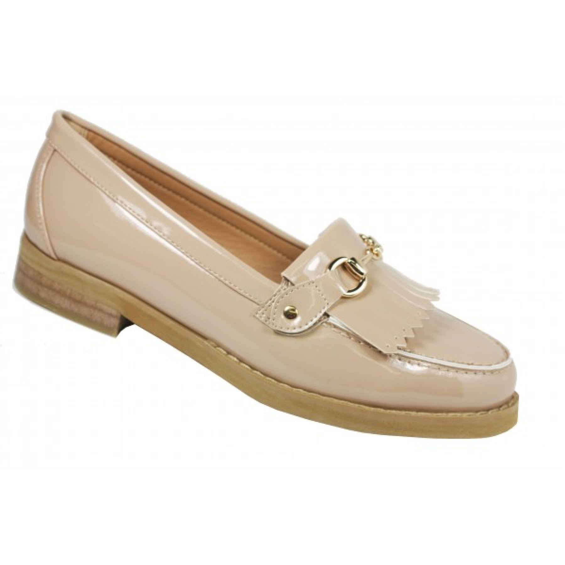 Womens ladies buckle trim low heel loafer moccasin slip on shoes. eBay