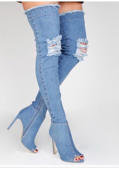 blue denim boots ladies