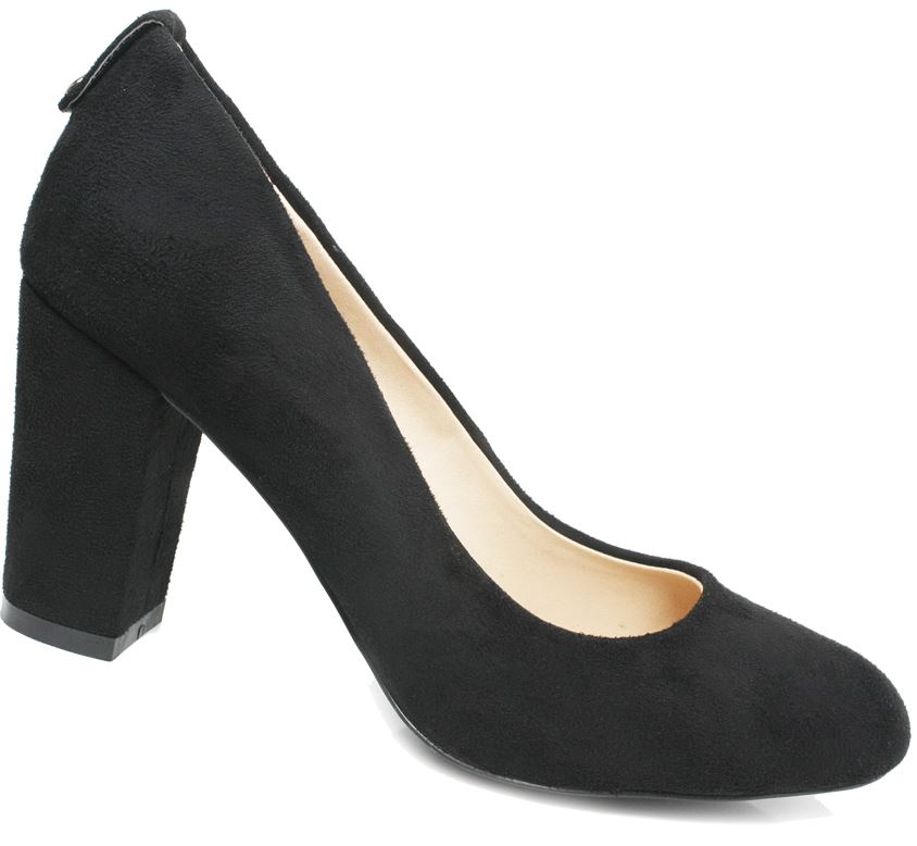 Womens black court shoes ladies mid heels office work formal school